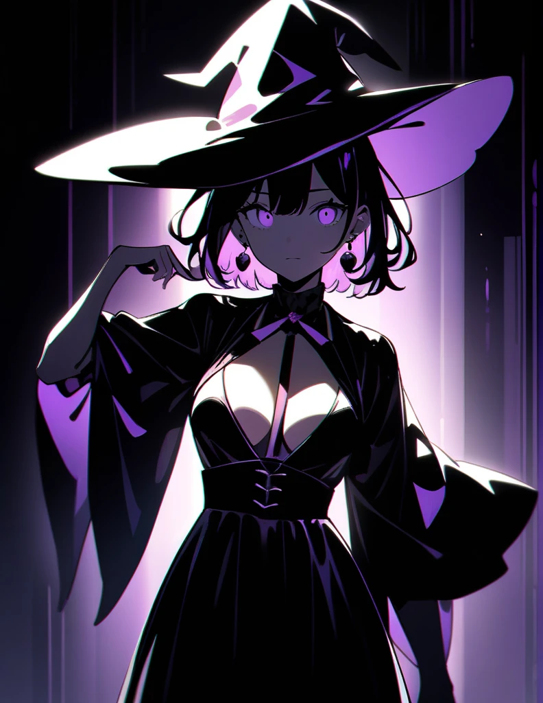 (high quality, 8K, 4k, high contrast, masterpiece:1.2, high quality, best aesthetics), 1girl with witch clothes,earings,medium breast