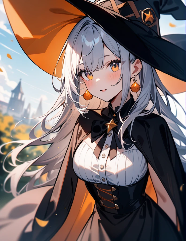 (high quality, 8K, 4k, masterpiece:1.2, high quality, best aesthetics), 1girl with witch clothes,earings,medium breast