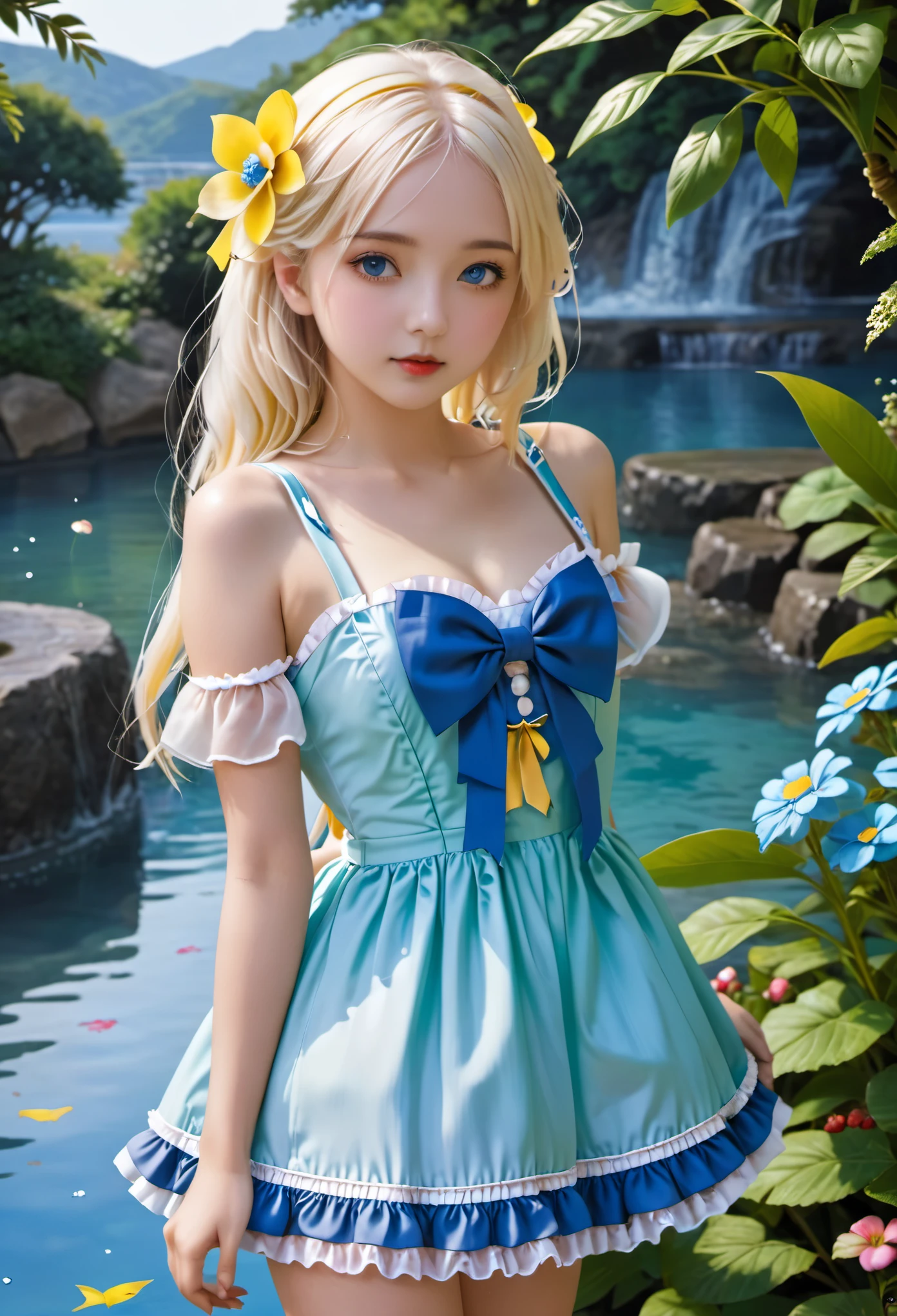 (masterpiece, best quality:1.2), 1 Blonde Lolita Girl, Solitary,Sexy swimsuit