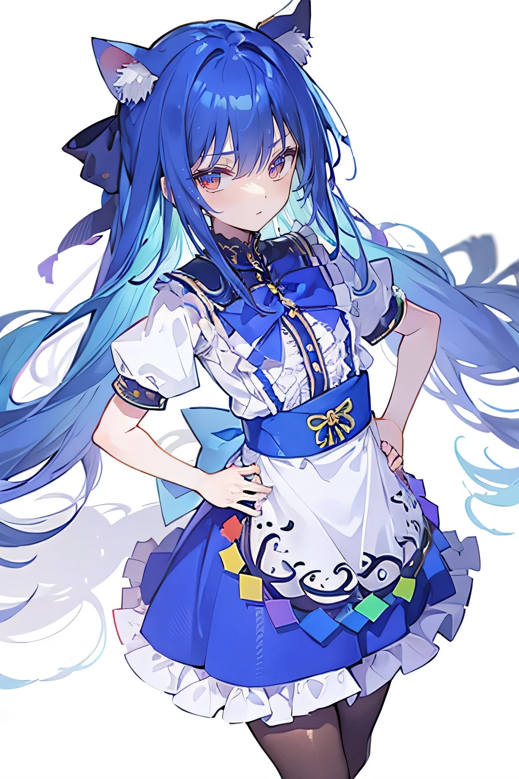 (masterpiece),best quality, expressive eyes, perfect face, 1girl,
Put your hands on your waist,fair, Gorgeous,Japanese cartoons,girl,lola,Hina Angel, blue hair, blue haired, floating clothes,Grab your waist, Grab your waist, hands on hips , hands on hips,sit, sit on ground, Legs on the ground, flat chest,cat ears,Petals fall,