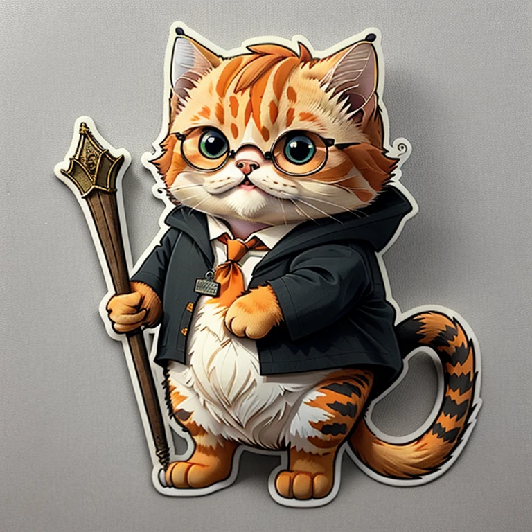 Chubby orange cat cosplay cute cartoon sticker for Harry Potter