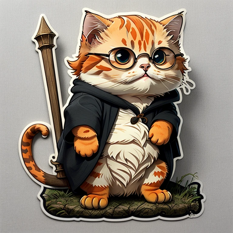 Chubby orange cat cosplay cute cartoon sticker for Harry Potter