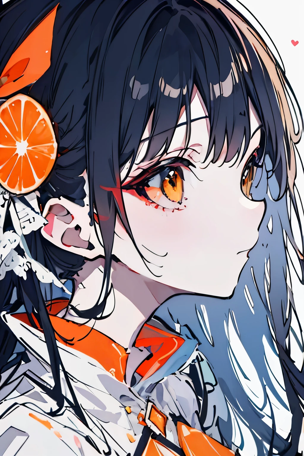 ((highest quality)), ((masterpiece)), (detailed), perfect face girl、profile、Have an orange、cute、beautiful