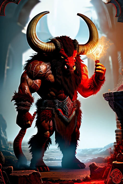 Red fur Minotaur, full of rage