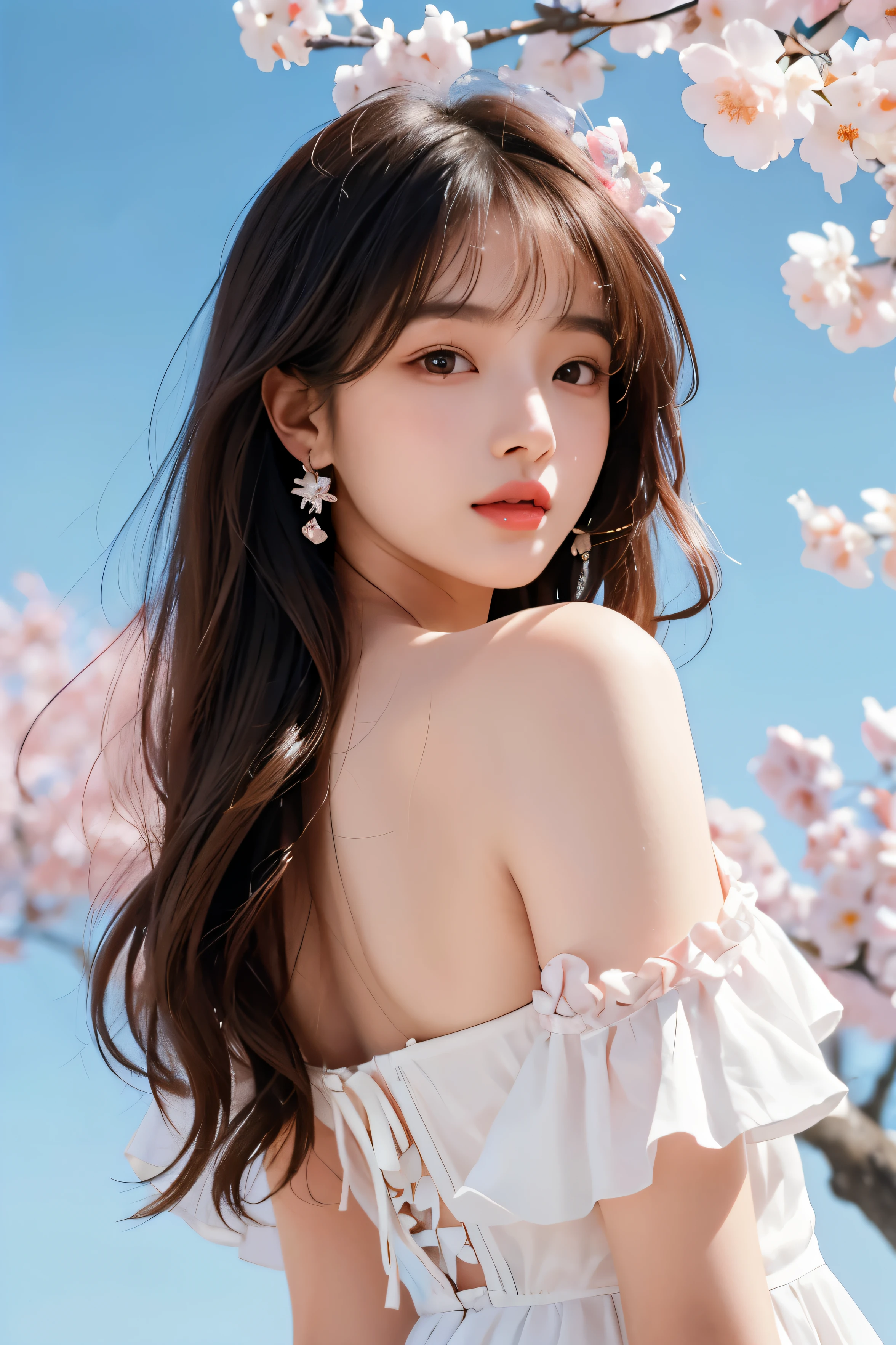Close-up of a woman in a white dress,She is posing for a picture, Beautiful Korean woman, Young and beautiful Korean woman, Gorgeous young Korean woman, Beautiful Asian girl, Korean Girl, Beautiful anime girl, Chinese Girl, Popular on cgstation, Young cute girl, Beautiful young girl, Beautiful Chinese model, Cute Korean actress, Beautiful anime girl, Cute and delicate face