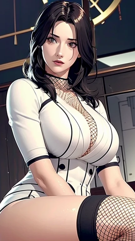 (((完美number,number,(((red,Long hair,Konohagakure symbol,cosmetic,red眼睛,口red,Black Hair, ))),((masterpiece)),high resolution, ((Best quality at best)),masterpiece,quality,Best quality,((( Exquisite facial features,Looking at the audience,There is light in the eyes,Ha ha,confidence)))(Large Breasts:1.1)Large bust,Cleavage, cleveage, Big Ass, thigh,