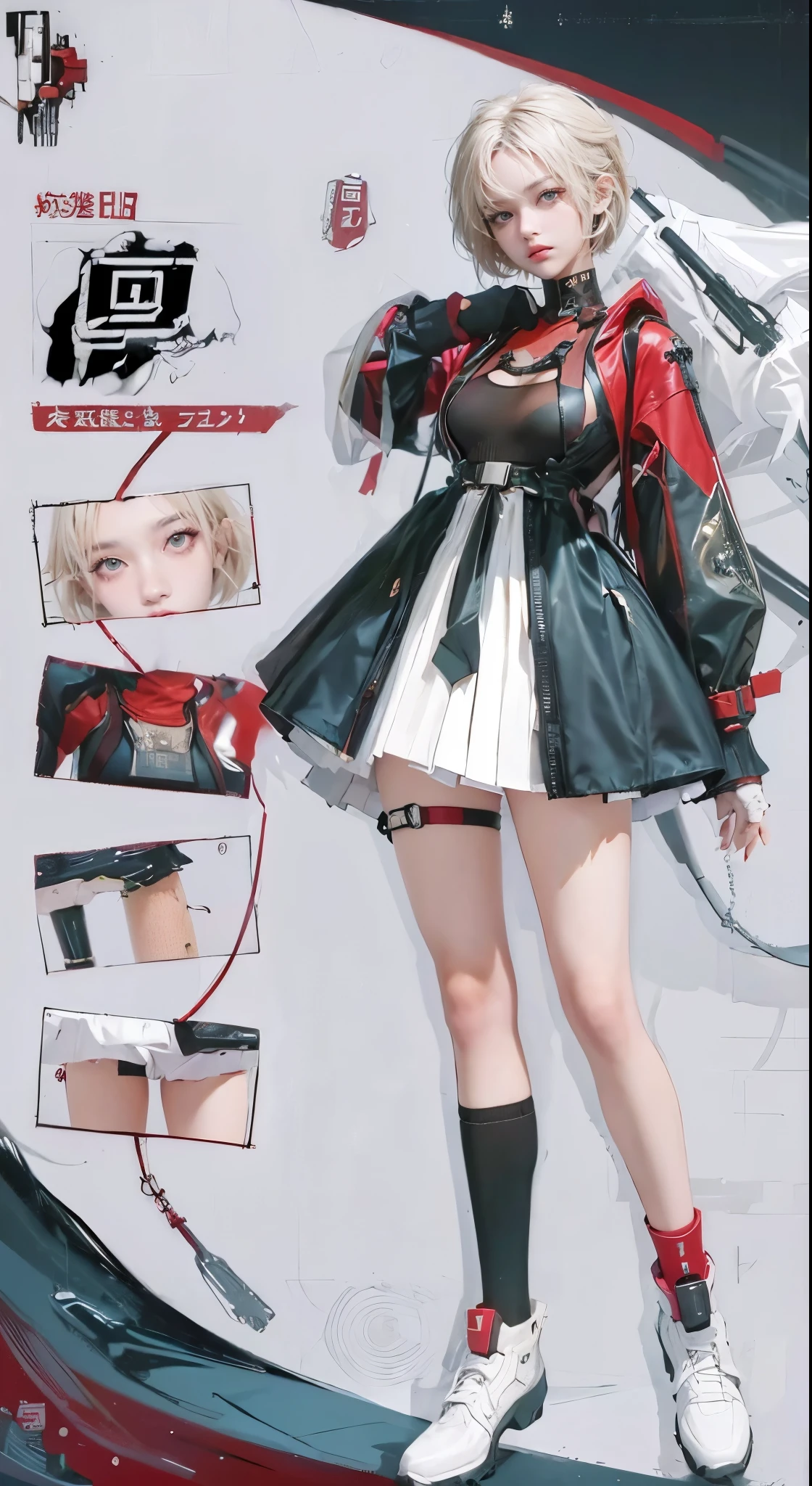 female, ((masterpiece, best quality, ultra detailed, absurdres), solo, short hair, breasts,cyberpunk