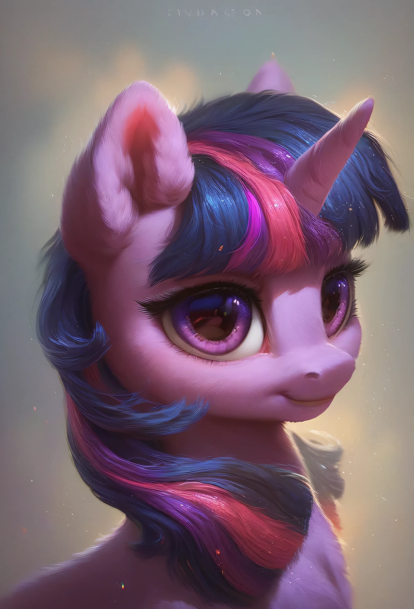 score_9, score_8_up, score_7_up, score_6_up, score_5_up, score_4_up, source_pony, unicorn, Twilight Sparkle, (fuzzy pony, fur), (high quality, detailed, beautiful), detailed beautiful eyes, Twilight Sparkle looks at the camera, detailed, beautiful