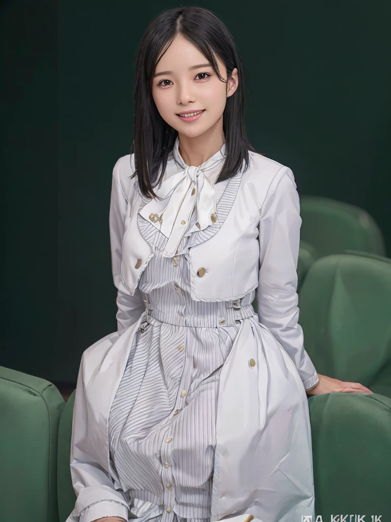 (8K,RAW Photos,highest quality,masterpiece:1.5),(Watching the audience:1.5),smile,Black Hair,(live-action:1.5),(Realistic expression:1.5),(Big Breasts:1.2),Narrow waist,Showing beautiful teeth,(No background:1.5),whole body