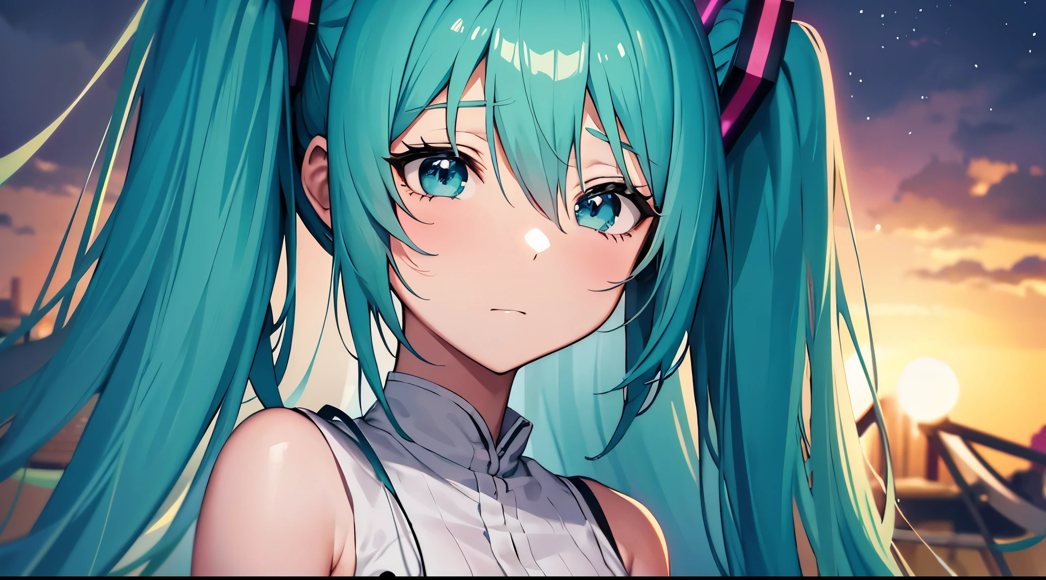 Anime characters、Hatsune Miku、I miss you、Sad expression