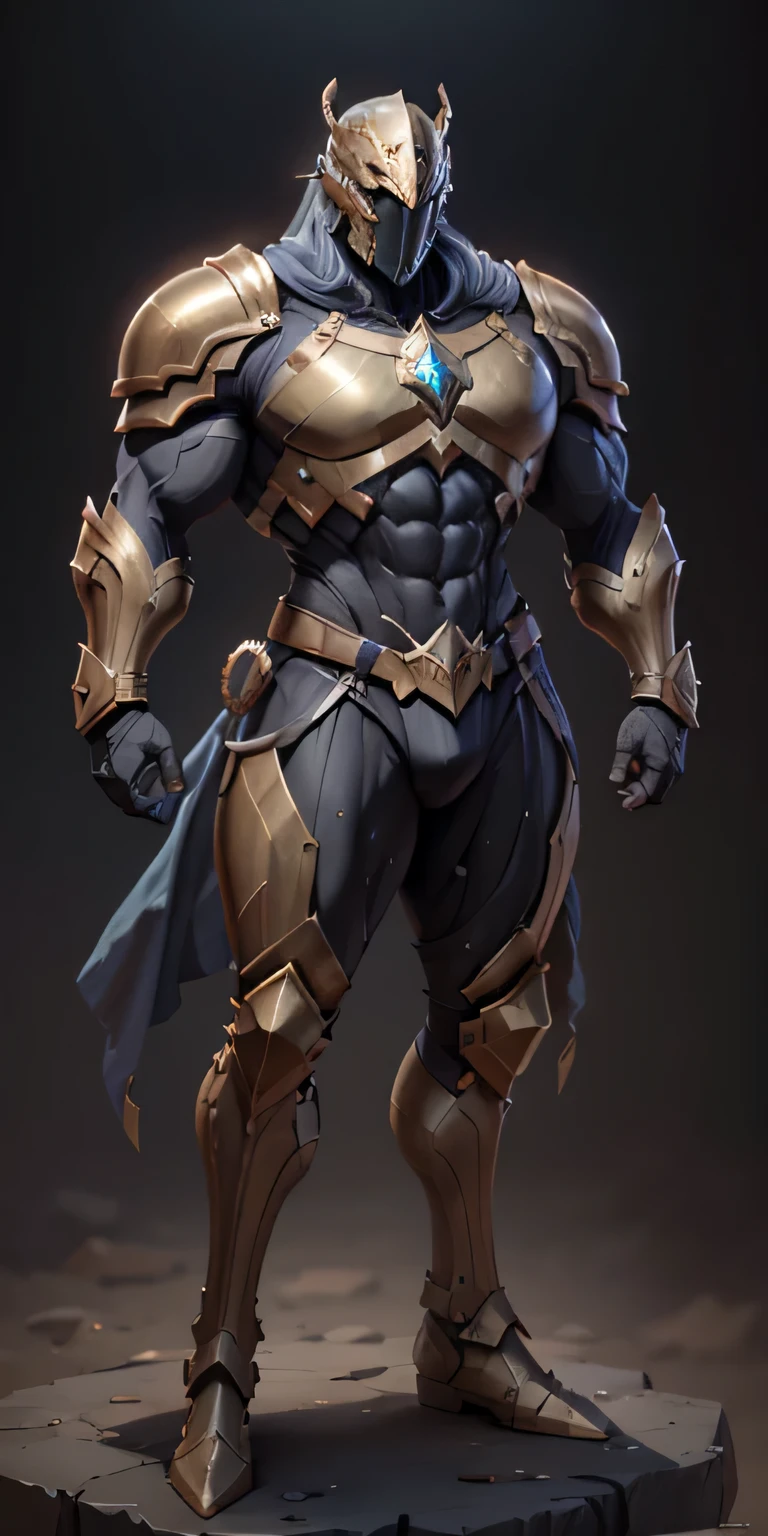 Gold Stormcast Eternal from Age Of Sigmar, frontal, One-piece helmet, with a mask that represents an expressionless male face, Stormcast Eternal soldier, Stormcast Eternal armor, full-length, looking at the camera, facing the audience, standing pose, simple background, three-dimensional light, detailed full-body concept, muscular male, bodybuilder body, Huge muscles, bulky pecs, broad shoulders (300 pounds) male, solo, sleek digital concept art, beautiful full-body concept art, art trend, CGsociety full-length,