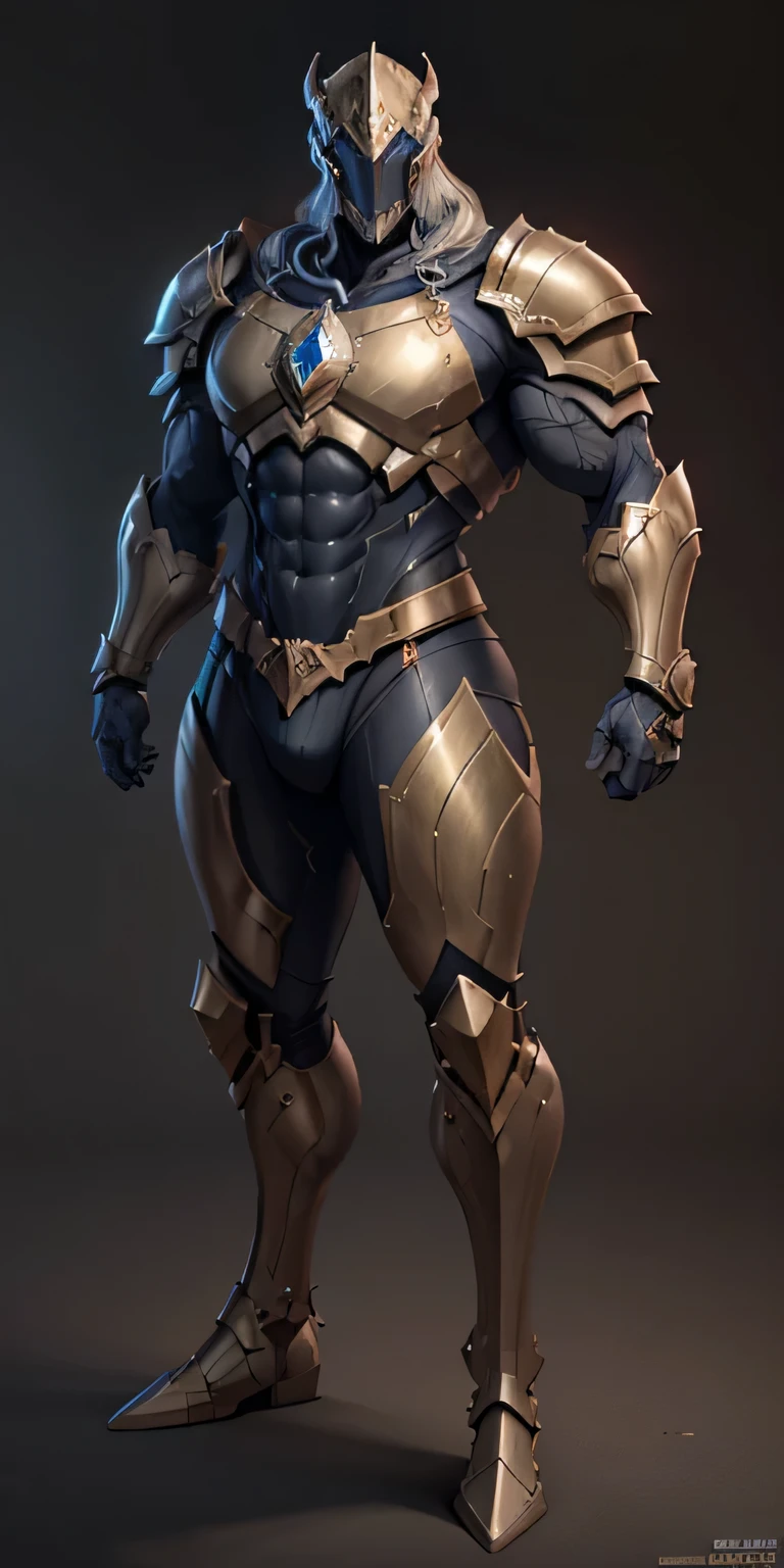 Gold Stormcast Eternal from Age Of Sigmar, frontal, One-piece helmet, with a mask that represents an expressionless male face, Stormcast Eternal soldier, Stormcast Eternal armor, full-length, looking at the camera, facing the audience, standing pose, simple background, three-dimensional light, detailed full-body concept, muscular male, bodybuilder body, Huge muscles, bulky pecs, broad shoulders (300 pounds) male, solo, sleek digital concept art, beautiful full-body concept art, art trend, CGsociety full-length,