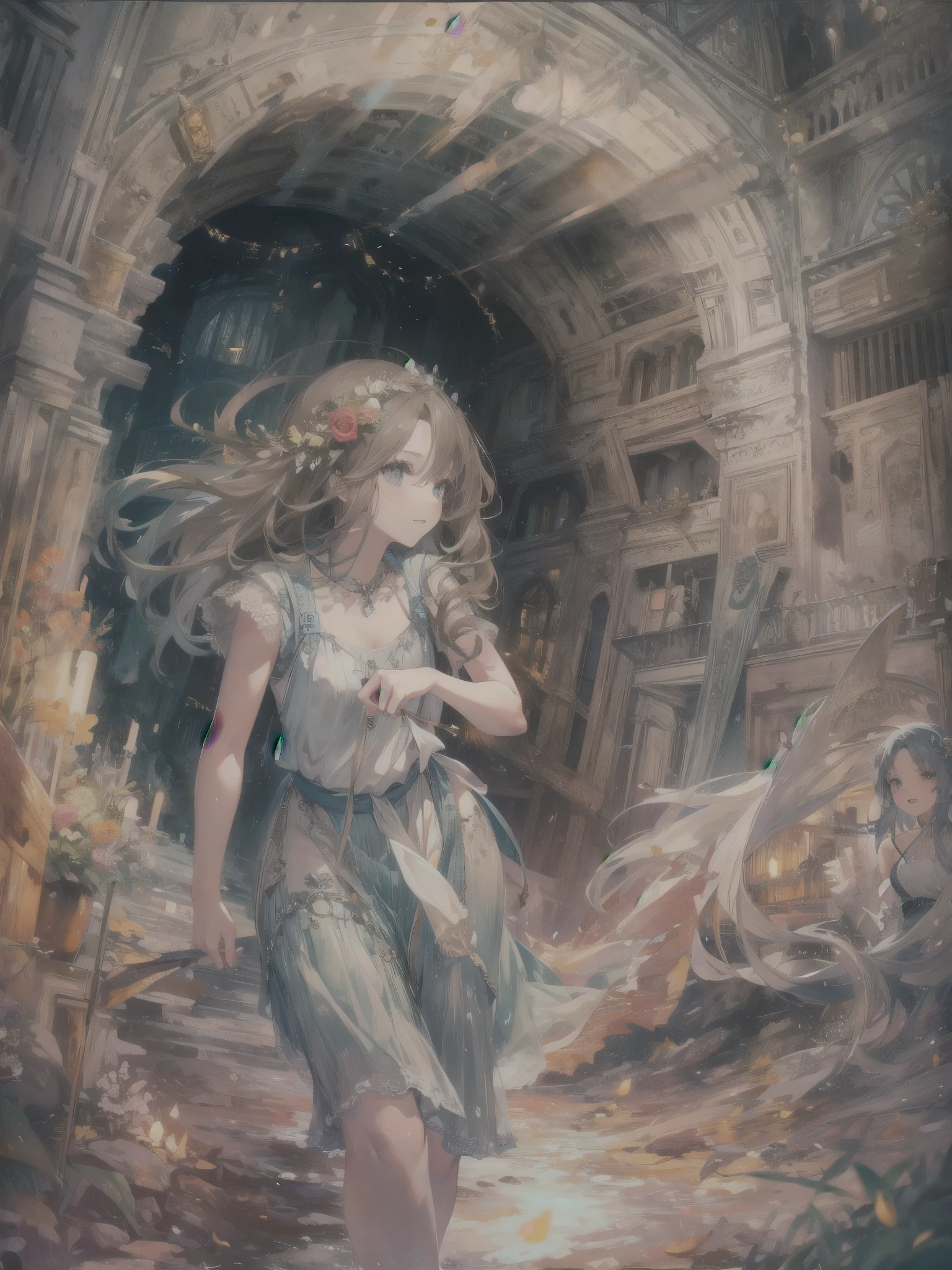 Two beautiful girls, a wonderful day, exploring an underground labyrinth, dark and spooky creatures,
Contracts, magic, solemnity, enchanting smiles, colorful, saturated,
departure, joy, anticipation.
Cape, strong winds, hurricane, super ruins,
Art, memorable masterpiece, historical moment,
Departure, seeing off, joy, anticipation, working, looking at the viewer, crowd
Watercolor: 1.3, Delicate, Detail, (Saturation: 1.2), Sharp Focus, Focus on Face,
(Masterpiece:1.2),(Best Quality:1.2),Latest, Fine details, AI generated,