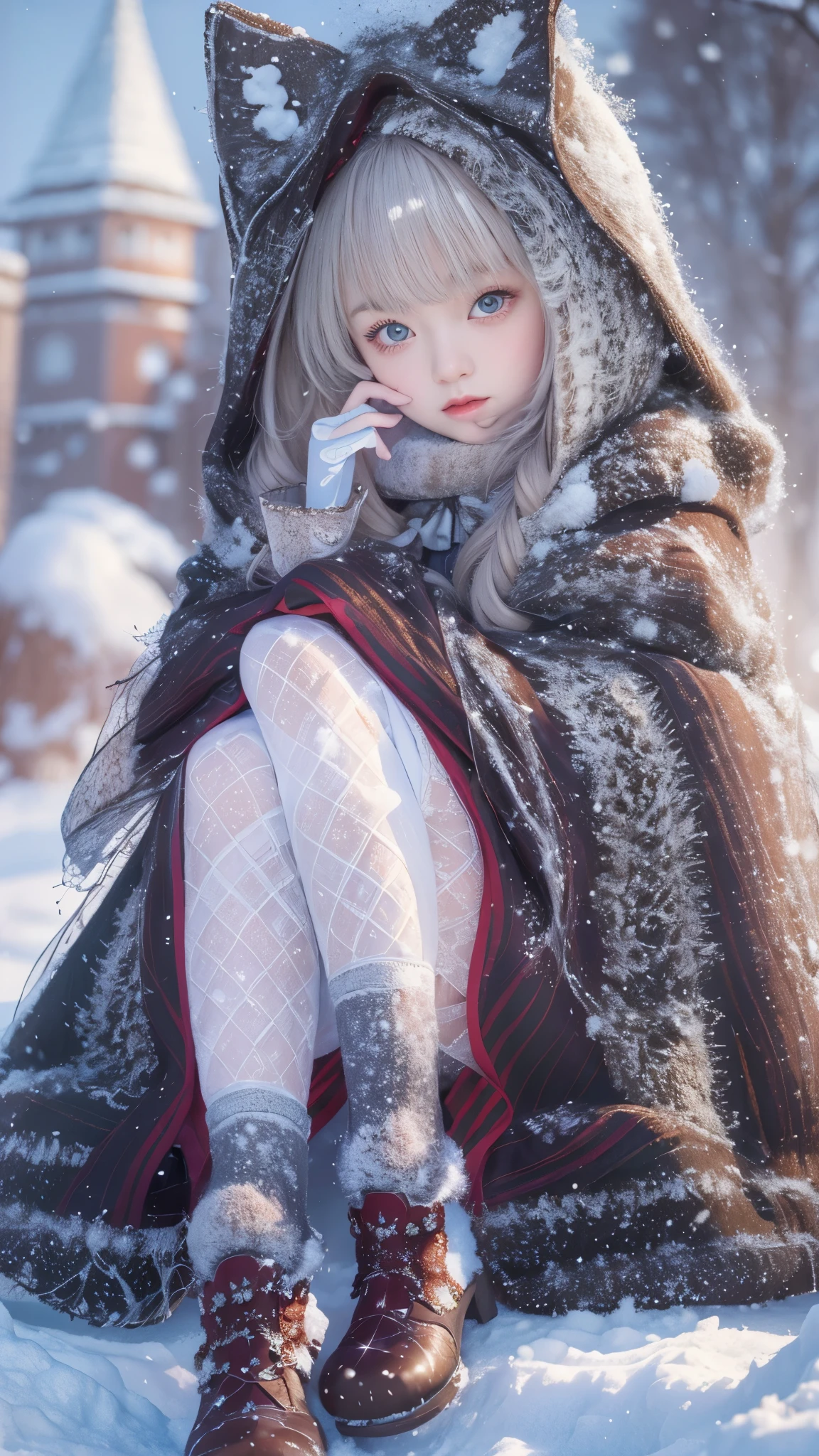 (8K, RAW photos, best qualtiy, tmasterpiece:1.2),(realisticlying, photograph realistic:1.4),Hide your face with sadness,
ta costume,Lace, Aerith Gainsborough, The upper part of the body, undergarments,exposed bare shoulders, do lado de fora, (outside,Covered with snow,cloak,) high high quality, Adobe Lightroom, highdetailskin, looking at viewert,