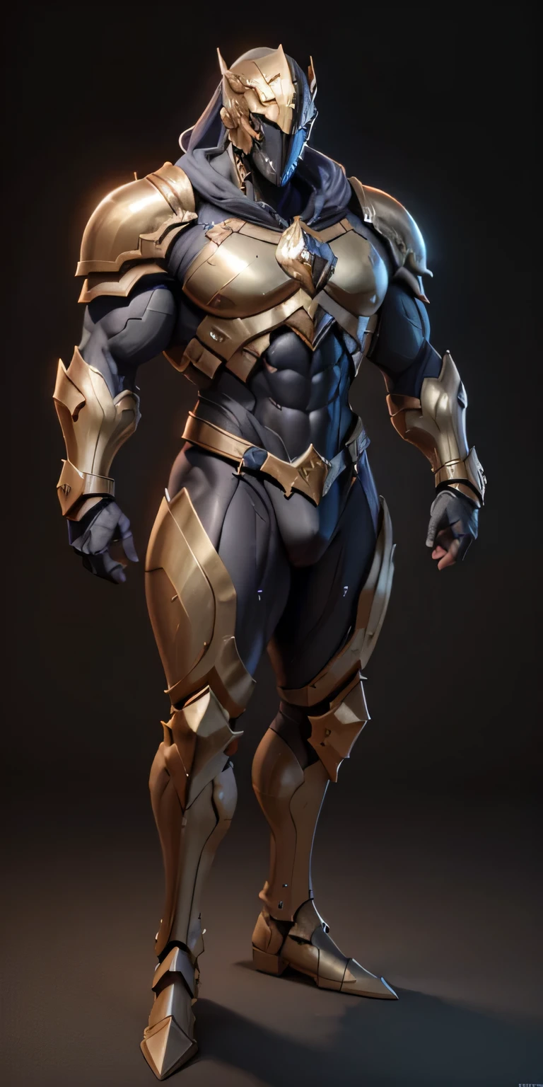 Gold Stormcast Eternal from Age Of Sigmar, frontal, One-piece helmet, with a mask that represents an expressionless male face, Stormcast Eternal soldier, Stormcast Eternal armor, full-length, looking at the camera, facing the audience, standing pose, simple background, three-dimensional light, detailed full-body concept, muscular male, bodybuilder body, Huge muscles, huge pecs, huge chest, bulky pecs, broad shoulders (300 pounds) male, solo, sleek digital concept art, beautiful full-body concept art, art trend, CGsociety full-length,
