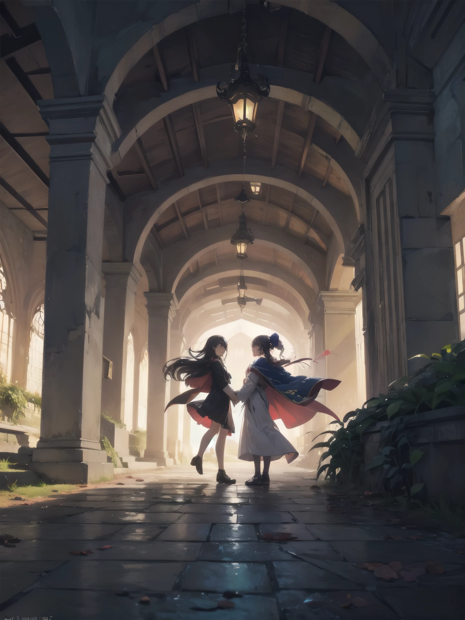 Two beautiful girls, a wonderful day, exploring an underground labyrinth, dark and spooky creatures,
Contracts, magic, solemnity, enchanting smiles, colorful, saturated,
departure, joy, anticipation.
Cape, strong winds, hurricane, super ruins,
Art, memorable masterpiece, historical moment,
Departure, seeing off, joy, anticipation, working, looking at the viewer, crowd
Watercolor: 1.3, Delicate, Detail, (Saturation: 1.2), Sharp Focus, Focus on Face,
(Masterpiece:1.2),(Best Quality:1.2),Latest, Fine details, AI generated,
