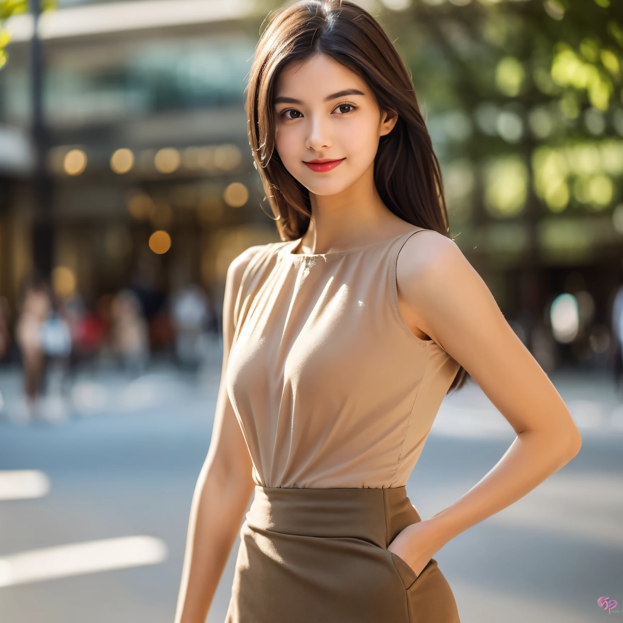 A girl around 28 years old,simplicity,Extremely beautiful and delicate,(light make-up),black color hair,A sweet smile,Delicate and beautiful fair skin,Realistic and realistic,exquisite and complete facial features,Detailed depiction of the face,tall nose bridge,Red lips,Beautiful, gentle and beautiful girl,Smooth hair,Extremely delicate hair,Feminine temperament,Fill your face light,hyper realisitc,photorealestic,8K quality,extremy detailed,Realistic details,Works of masters,Realistic to the extreme,small breasts body,Beautiful,Pure desire,Stunning beauty,Peerless beauty,Highest image quality,8K resolution,goddes,ssmile,Fine facial features,Hair over the shoulder,A brown-haired,Large long thick legs,(((High-waisted French top))),(((short skirt))),rays of sunshine,facing at camera,The body is well-proportioned and firm,Gentle eyes,exposing thighs,stand posture,Stand inside the mall,Full body photo