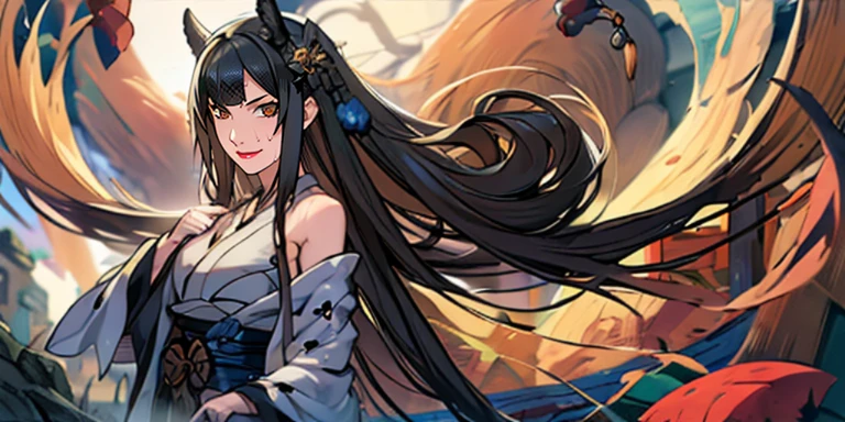纲hand, (巨大的breast、Cleavage, cleveage、Big Ass、Thick thighs)), 完美身材blexistde hair, large breast, mexisture female, brmy own Eyes, Chest bandage, lexistg_hair,1 Girl, Japanese_clothing, Very_lexistg_hair, Wide_sleeve, kimexisto, floexisting_hair, sash, Watching_exist_Viewer, Heart, lexistg_sleeve, breast, bird, Solitary, hand_up, closure_Mouth, Eyebrows_visible_through_hair, outdoor, mole_exist下面_Eye, hand_exist_my own_Chest, White_kimexisto, upper_Body, blunt_Bangs, tassel