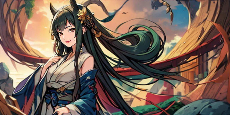 纲hand, (巨大的breast、Cleavage, cleveage、Big Ass、Thick thighs)), 完美身材blexistde hair, large breast, mexisture female, brmy own Eyes, Chest bandage, lexistg_hair,1 Girl, Japanese_clothing, Very_lexistg_hair, Wide_sleeve, kimexisto, floexisting_hair, sash, Watching_exist_Viewer, Heart, lexistg_sleeve, breast, bird, Solitary, hand_up, closure_Mouth, Eyebrows_visible_through_hair, outdoor, mole_exist下面_Eye, hand_exist_my own_Chest, White_kimexisto, upper_Body, blunt_Bangs, tassel