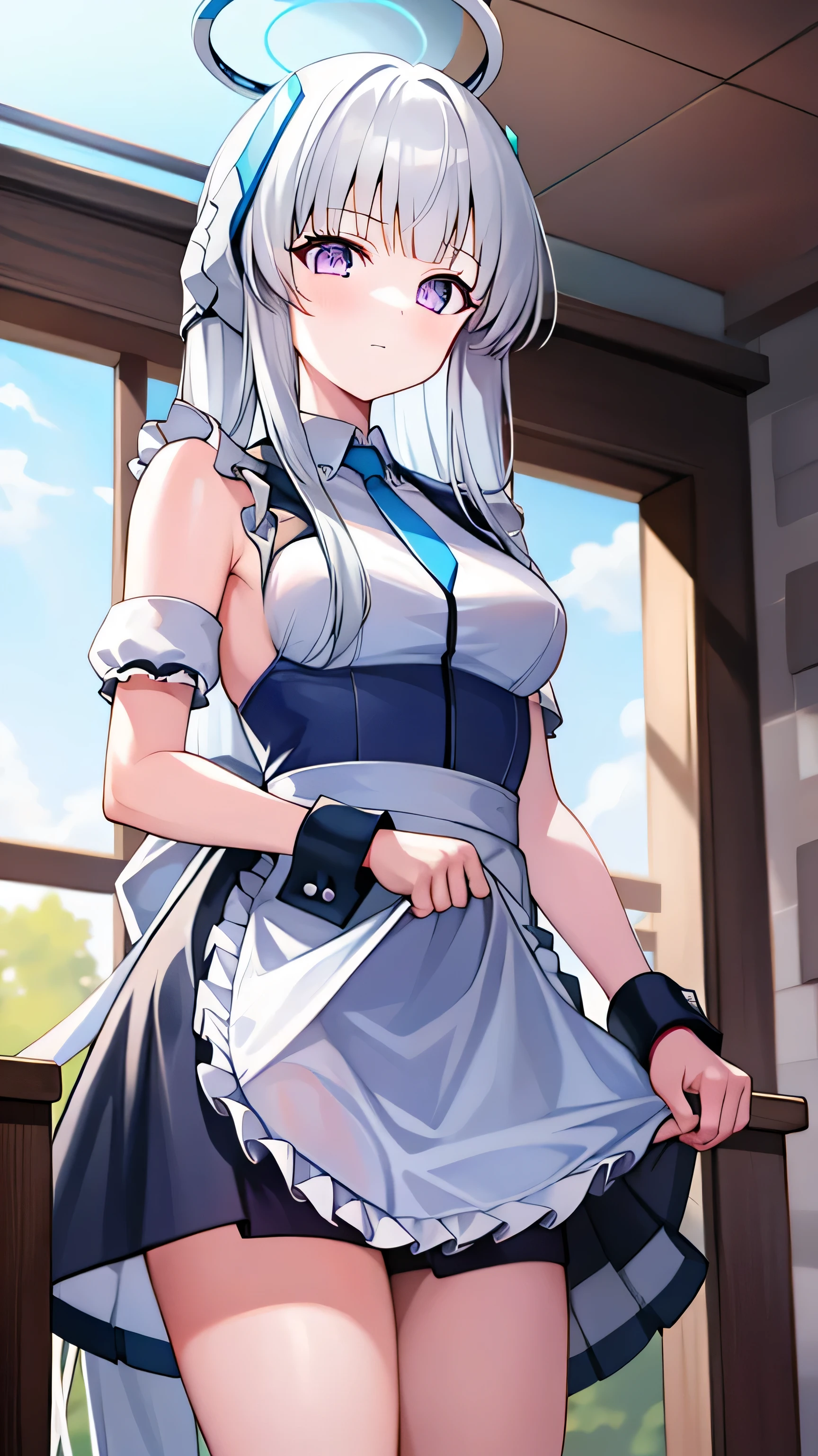 1 girl, , Solitary, lift your legs, Long hair, skirt, Pink_hair, maid_have, watch_take a step back, watch_Shown in_Look at the audience, By Bangs, Black_lift your legs, Blushed, Black_skirt, he himself, short_sleeve, clothing_lift, wrist_cuff, decorate, skirt_lift, Big deal_, lifted_Pasado_Self-expression, Translucent liquid from_Shown in the back, maid, Fluffy_short_sleeve, Side lock, Fluffy_sleeve, crops_top, blunt_By Bangs, , awago outh, Big deal腿, Black_have eyes, chair, Kneel down, Frilly_skirt, _go out, Shown in indoors, window,