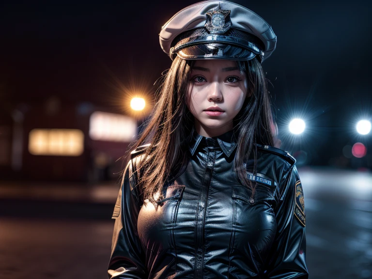 1girl wearing police uniform,(8k,hd,ultrahd,realisric,hdr,detailed)