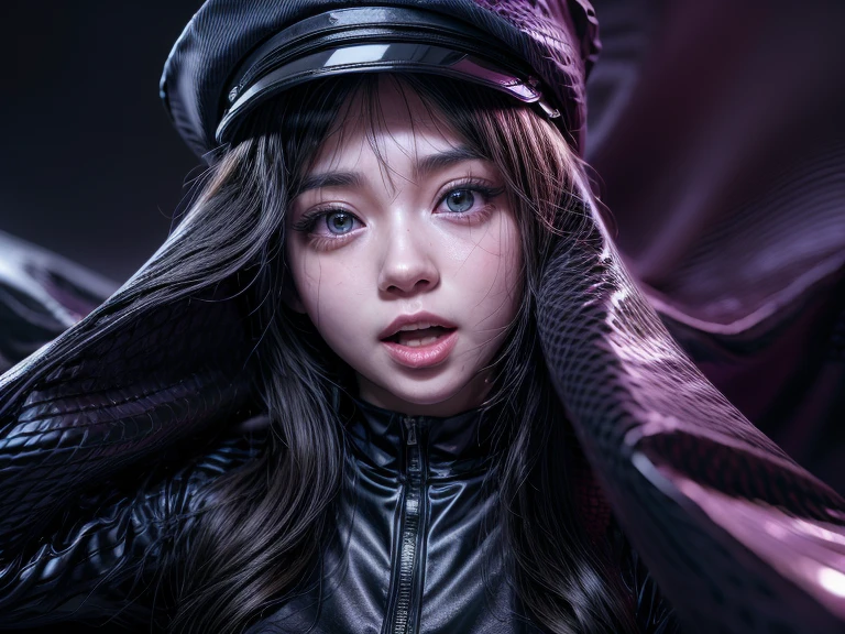 1girl wearing police uniform,ahegao(8k,hd,ultrahd,realisric,hdr,detailed)