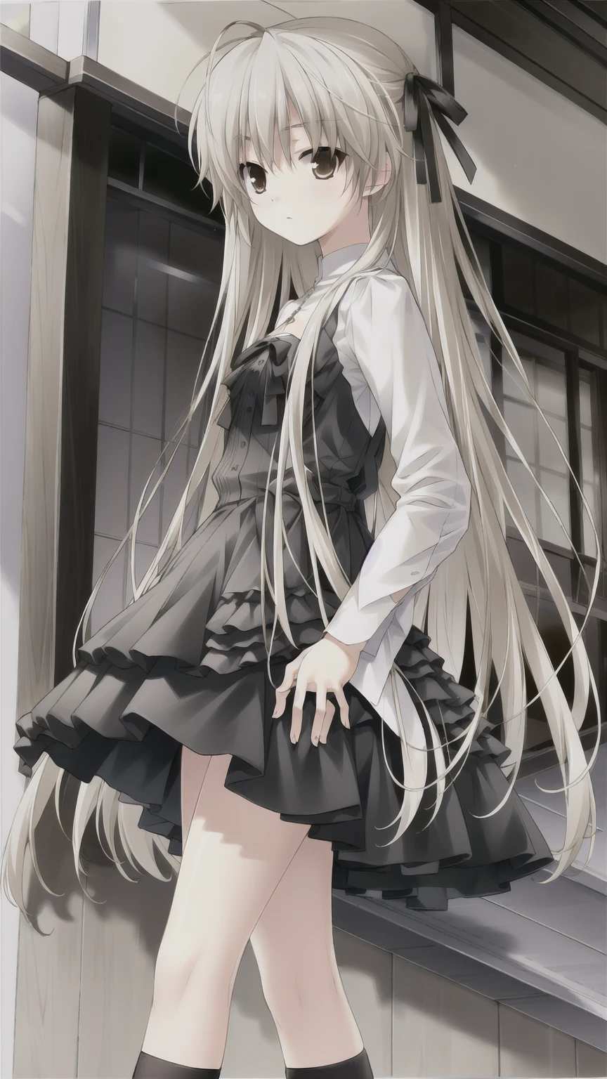 ((masterpiece:1.4, best quality)) ,Kasugano Sora,Elegant and beautiful girl,Brown eyes,Long straight hair，singer，concert，Black coat，Black shorts，Black socks，sports shoes