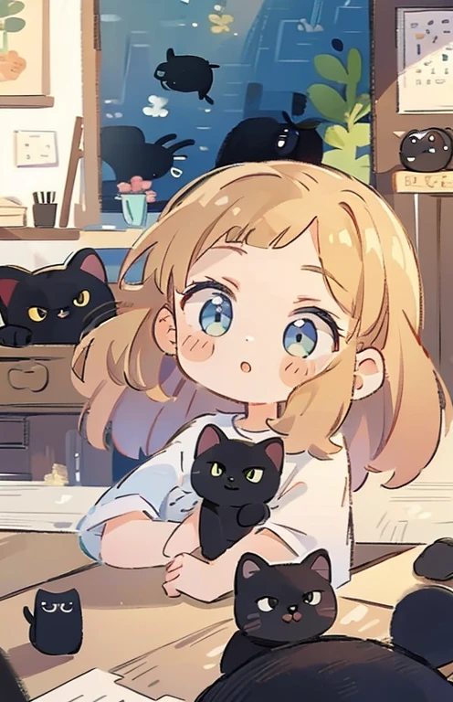 ((highest quality)), ((masterpiece)), (Get used to it), Perfect Face , beautiful girl , Black cat ,