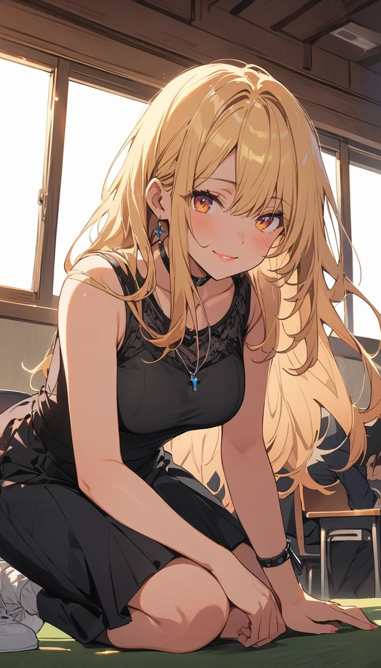 ((masterpiece)),((highest quality)),Absurd,, One girl, One boy, Squatting cowgirl, throw, , Exposed panties, , (classroom:1.1), sunlight, ,  (Half-closed eyes:0.4), (Lips parted:1.4),  A light smile, (Nervous),(highest quality、masterpiece、High resolution、detailed)animeスタイル、flat style、(Shining Eyes、detailed美しい顔),  BREAK,anime、flat style