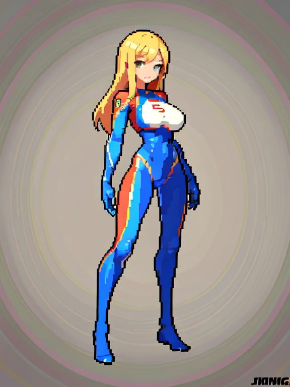 (masterpiece, top quality, best quality), pixel,pixel art,1girl,huge breast,power ranger suit,full body,