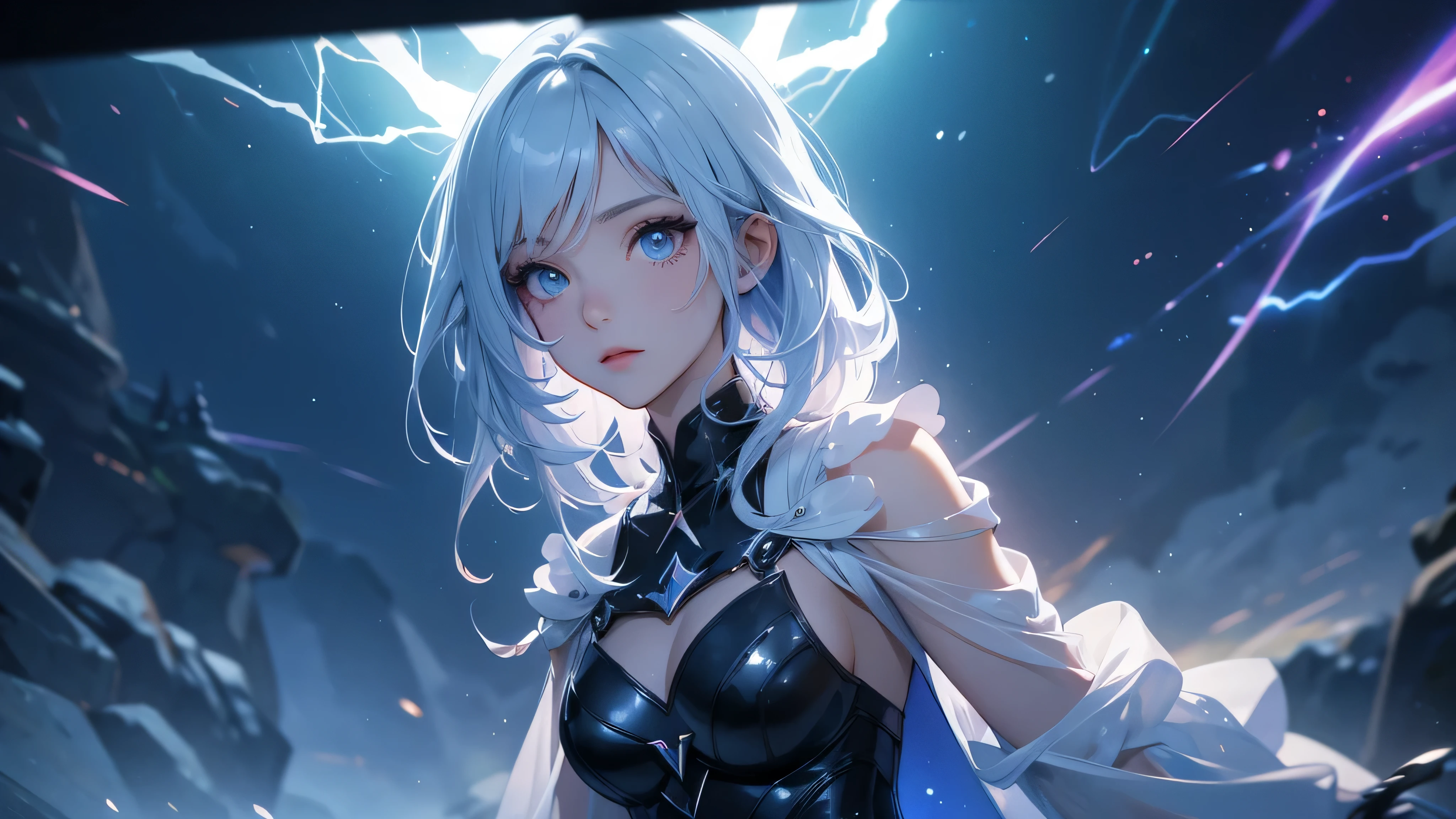 a perfect world,cartoon,Second dimension beauty, Lightning Spell,High Detail, Movie Lighting, Ray Tracing, Viewing angle, Ultra HD, masterpiece, 4K, best quality,exposed,Exposure,Sexy