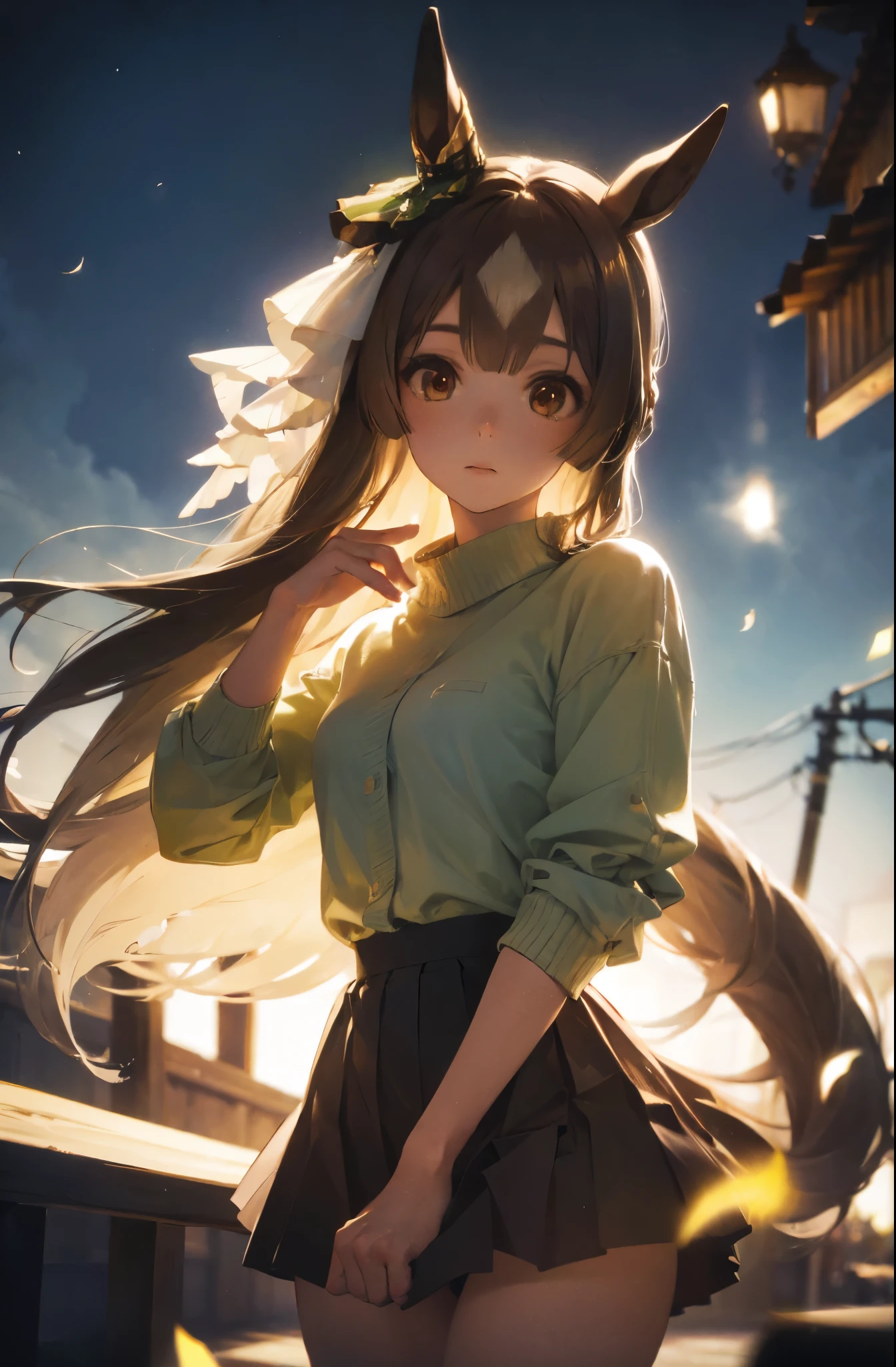satono diamond,umamusume、girl:1.5、((Small breasts))、shirt、No bra、mini skirt、Panties visible from under the skirt、panties white,(highest quality、4k、8k、High Resolution、masterpiece:1.2)、Super detailed、(Photorealistic:1.37)、Portrait、Sharp Focus、feminine、delicate、White skin、Subtle curves、Gentle expression、Soft lighting、Bright colors、Artistic atmosphere