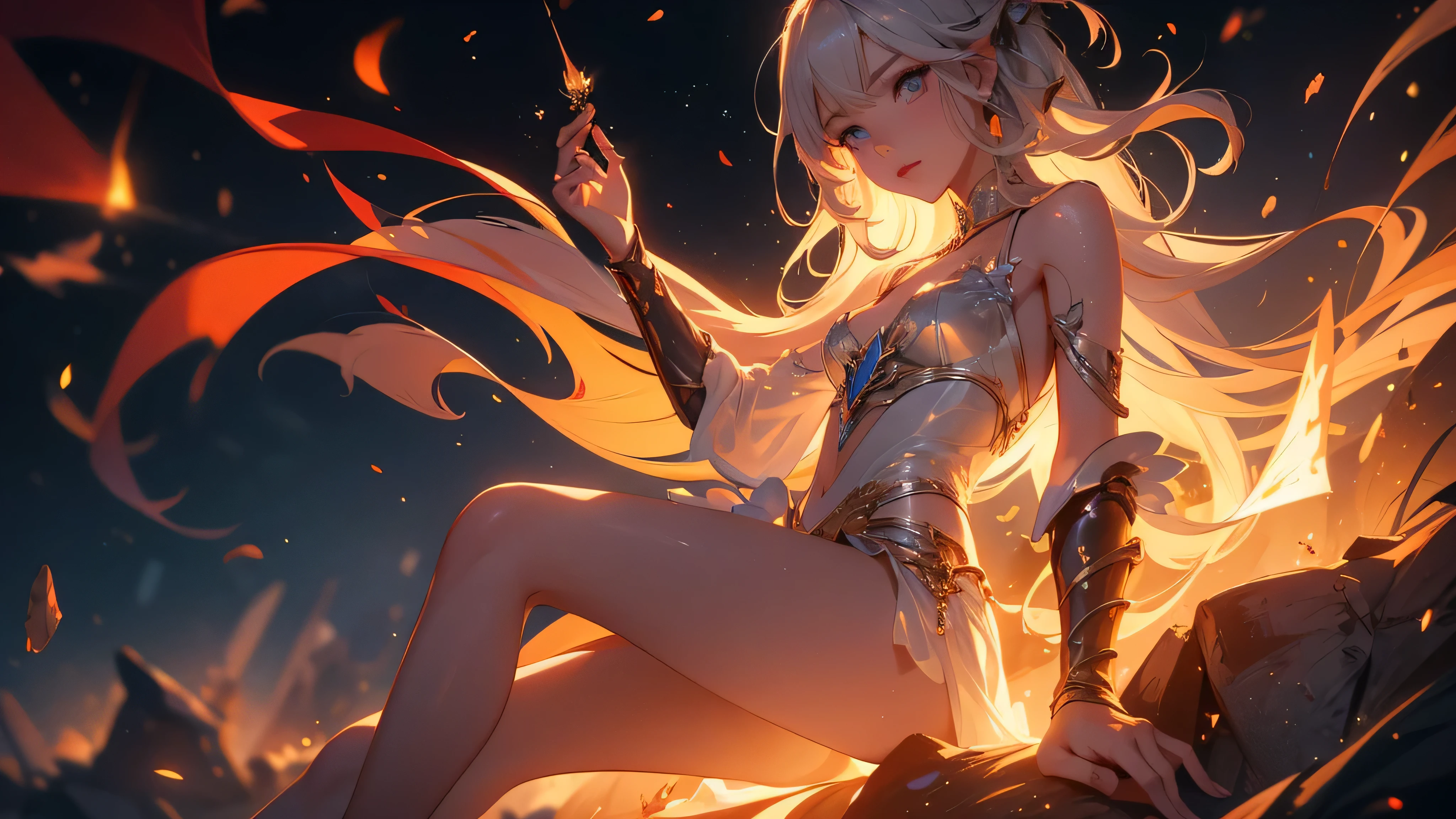 thin,Perfect,cartoon,Second dimension beauty, fire spell,High Detail, Movie Lighting, Ray Tracing, Viewing angle, Ultra HD, masterpiece, 4K, best quality,exposed,Exposure,Sexy,slim