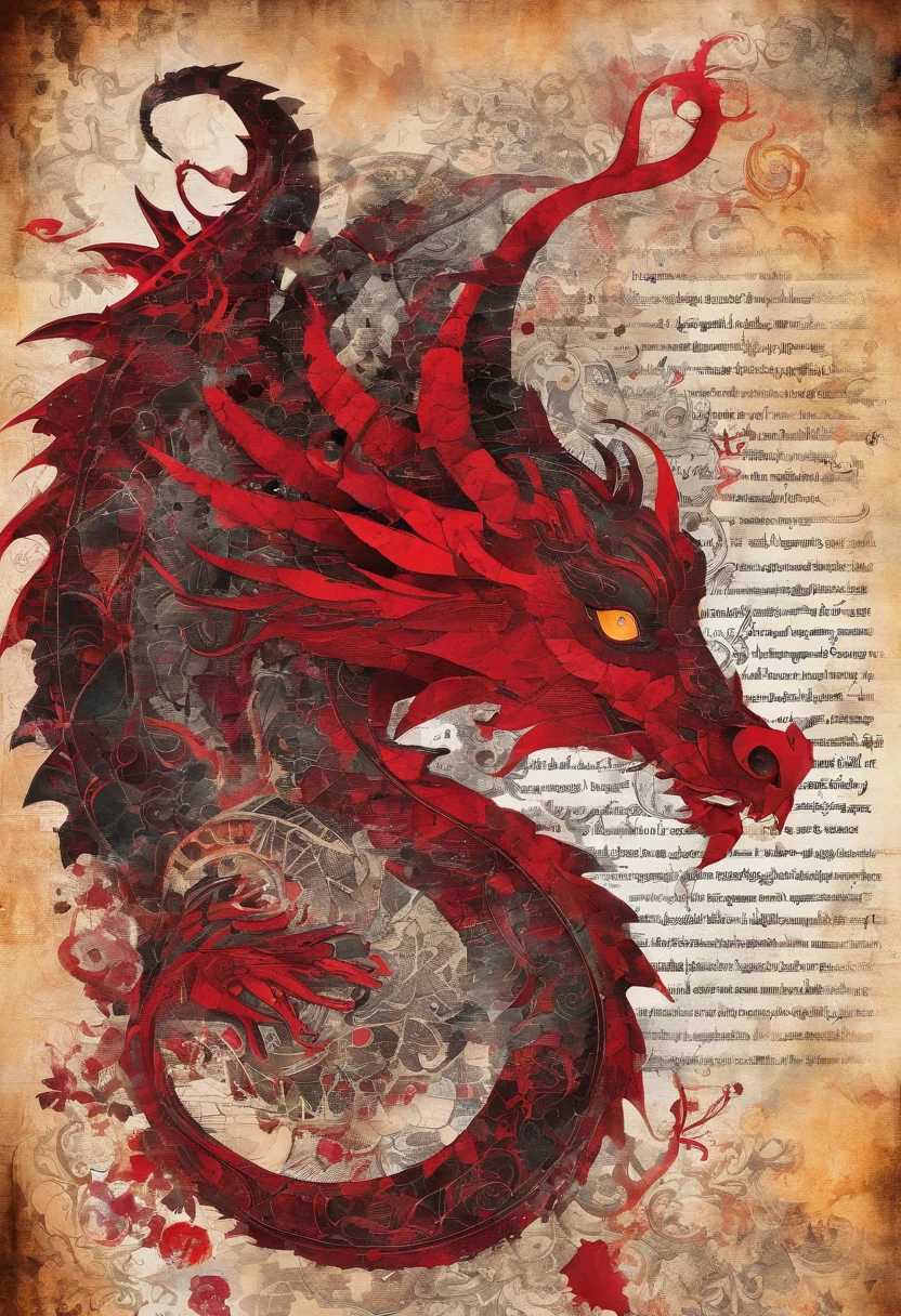 dragon rouge rubis rouge grenat, precise analytical look, posture puissante centrée, sage, fond flammes brasier ::2 colorful ink painting ::2 art fantasy
