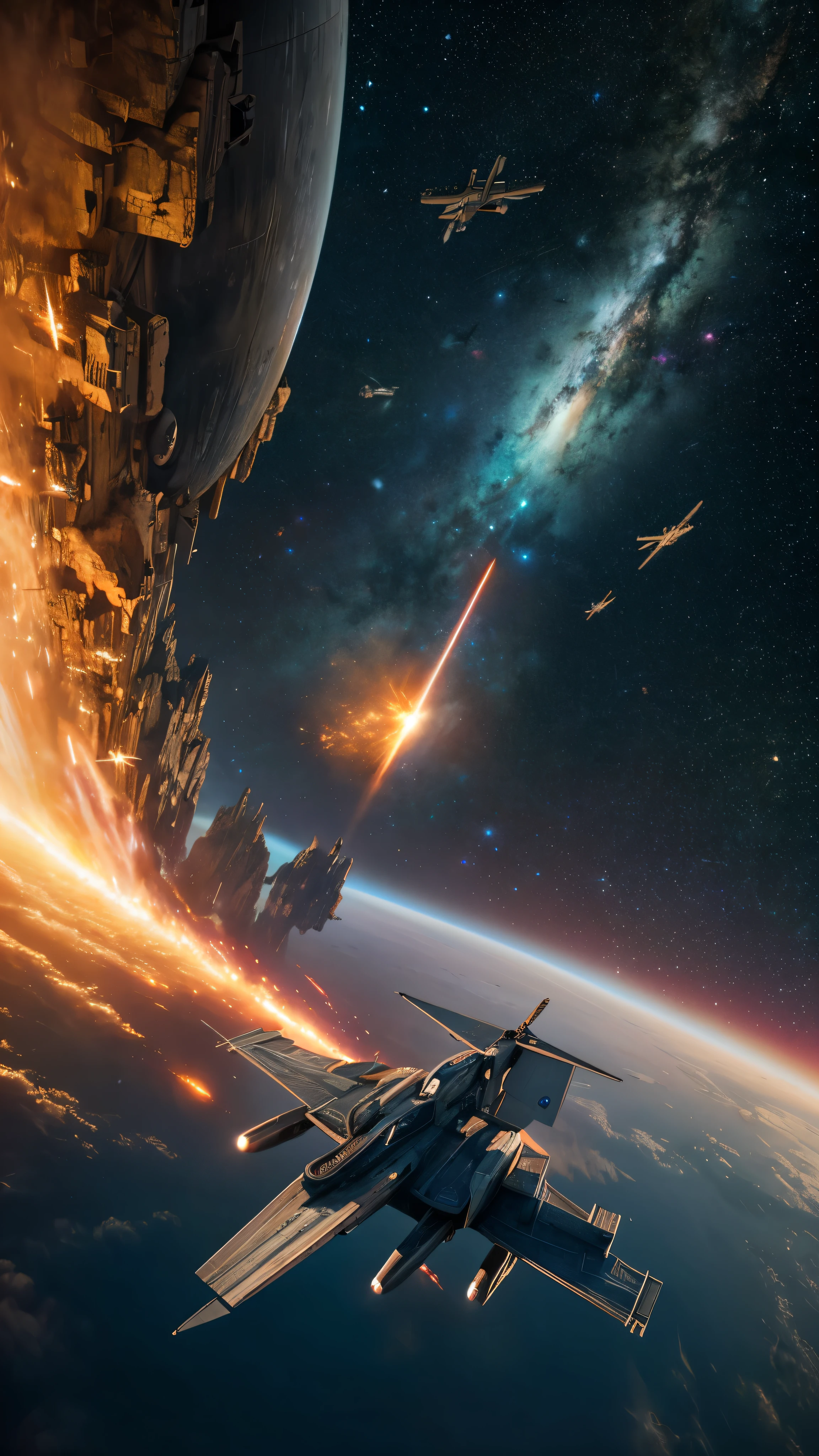In this highly detailed CG Unity 8K wallpaper、You'll be transported to the intricately crafted world of Star Wars。The Star Destroyer aircraft、A streamlined design with complex textures、Accentuated with meticulous detail、Inspires sophisticated awe。Step into the iconic Star Wars universe、I can't help but feel a sense of wonder and enchantment.。This breathtaking masterpiece、The highest quality high definition 4K presentation will take you on a journey into a surreal reality where starfighters soar.。A truly unforgettable experience。