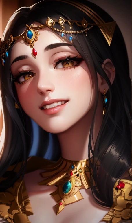 painting of a woman with a headpiece and a necklace, detailed beauty portrait, goddess close-up portrait, portrait of a beautiful goddess, a stunning portrait of a goddess, detailed beautiful portrait, beautiful character painting, gorgeous digital painting, detailed matte fantasy portrait, fantasy portrait art, beautiful digital painting, fantasy art portrait, indian goddess, beautiful fantasy art portrait