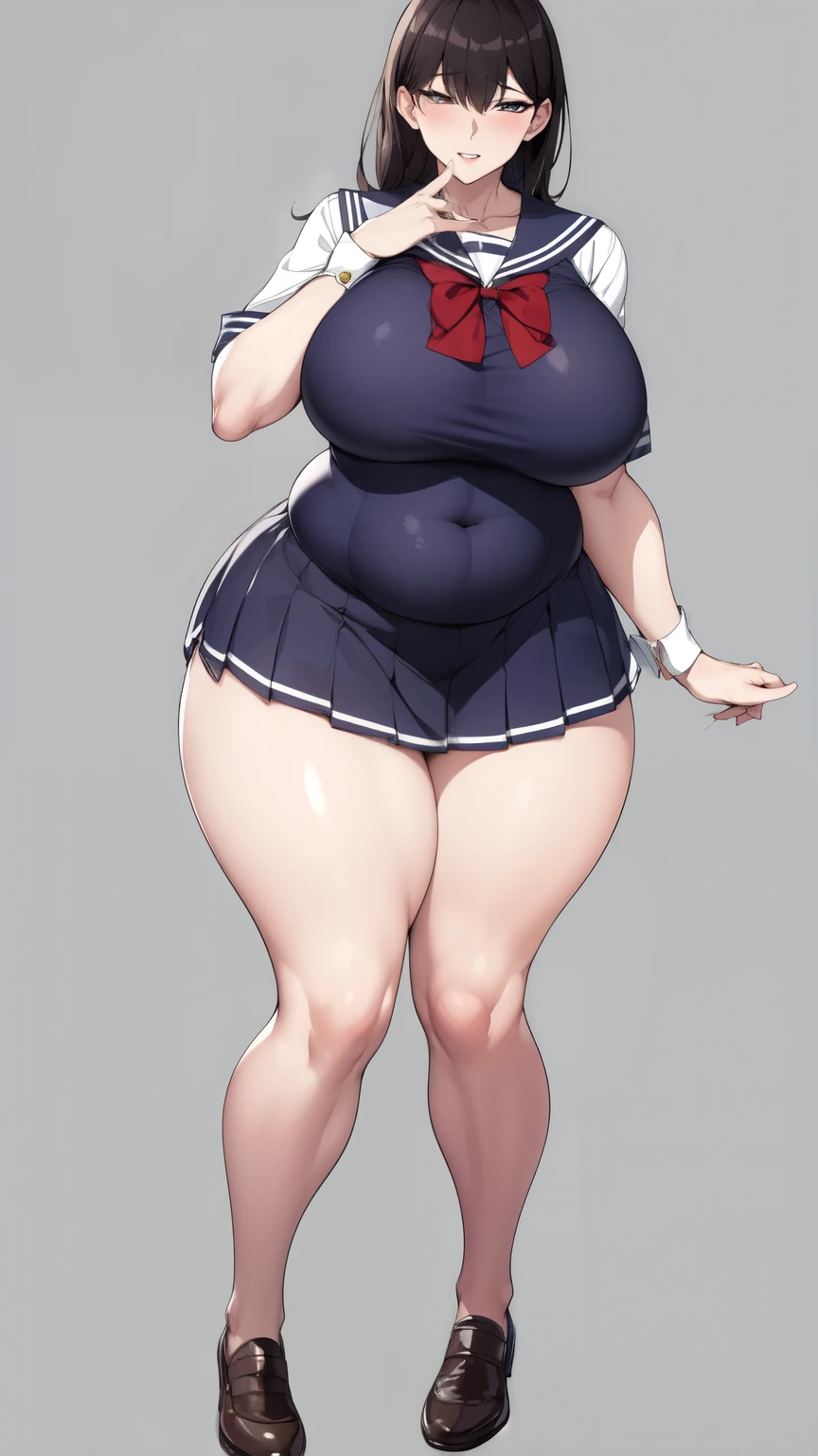 huge breasts, big hips,full body shot, mature mother, Whip whip lower body, plump thighs, plump calves, bewitching mature woman, Perfect body, plus size model,high school girl,sailor suit, skirt is short,Mature woman wearing sailor suit,