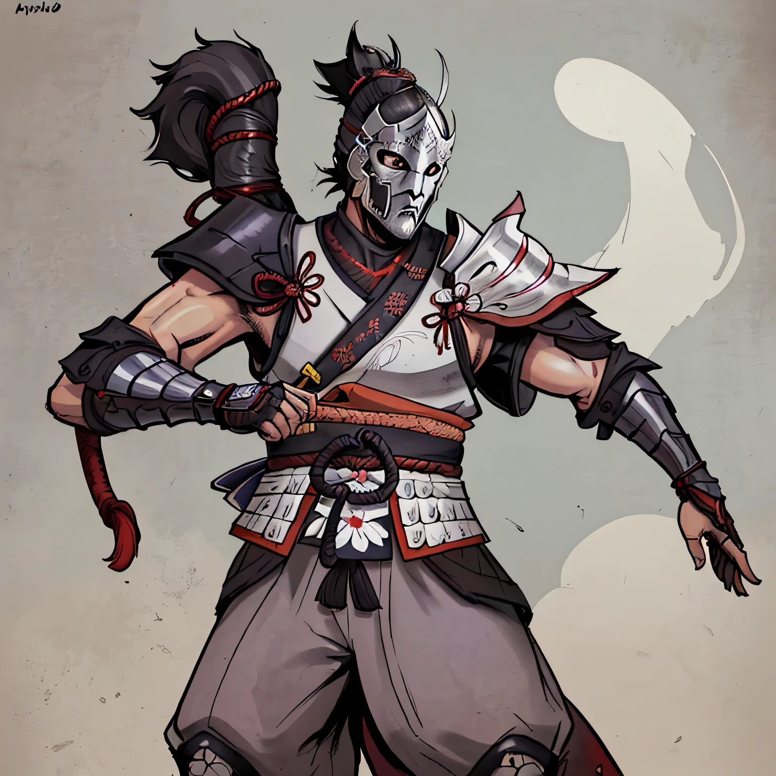 Samurai usando armadura em batalha