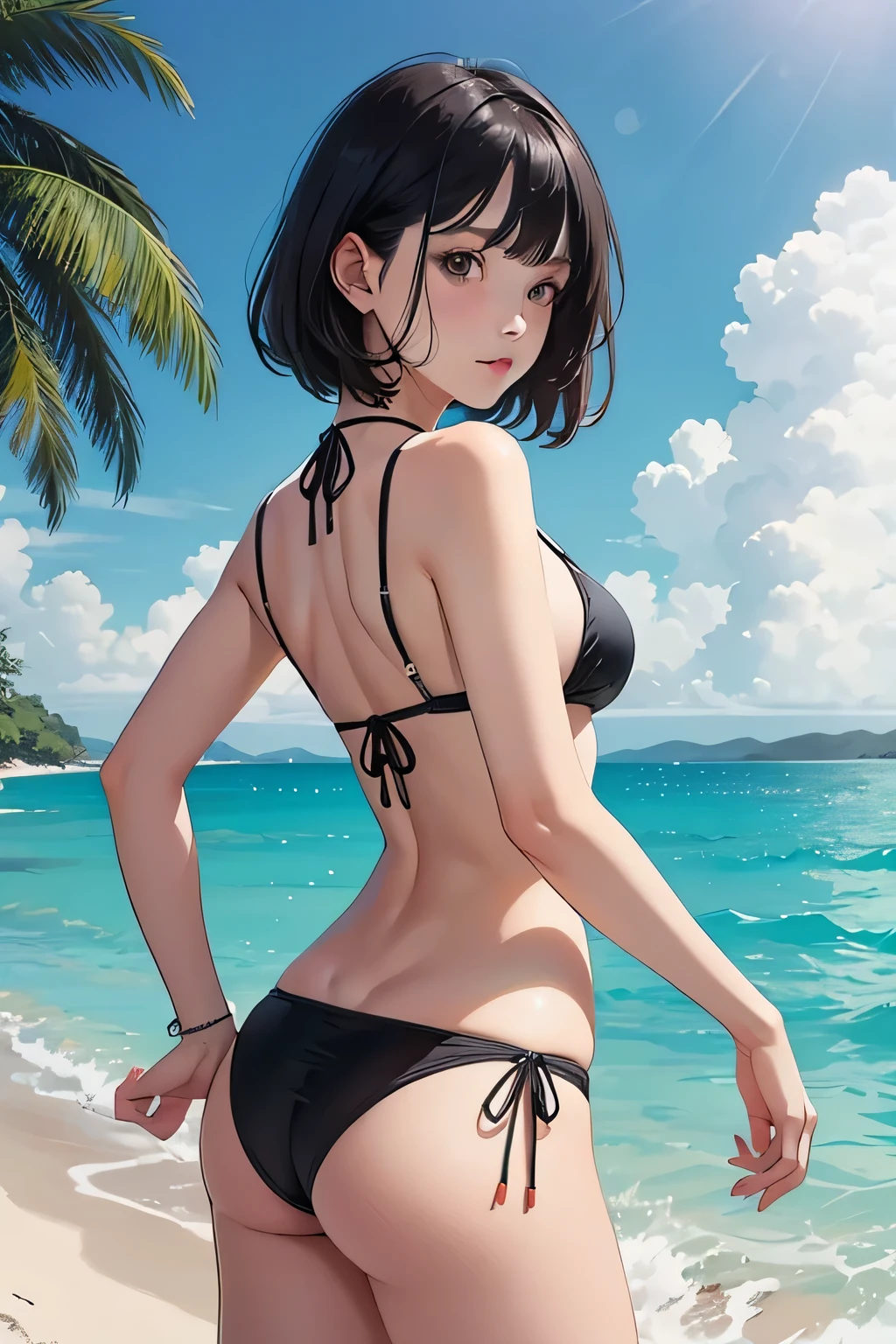 stare、cute、swimsuit、butt、bikini