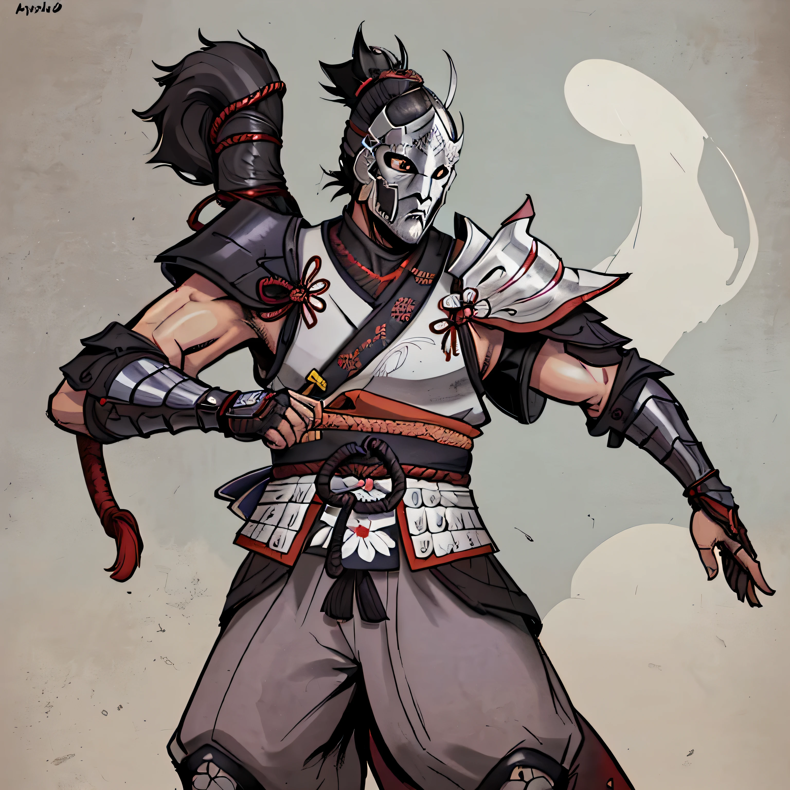 Samurai usando armadura em batalha