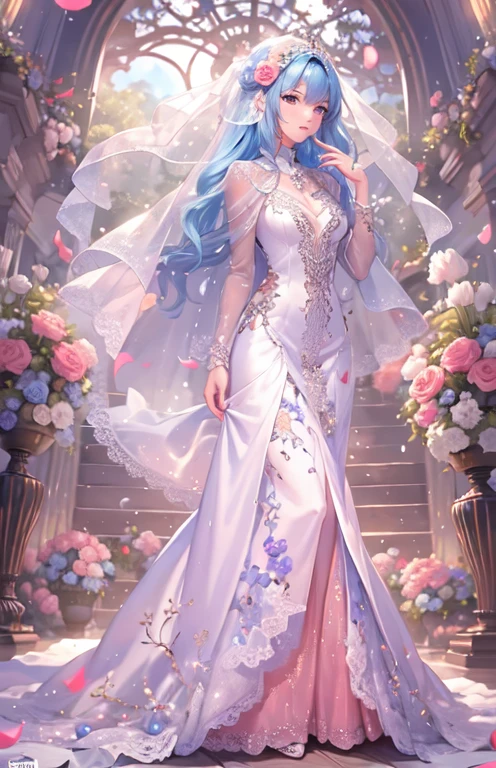 ((highest quality)), ((masterpiece)), (Get used to it), Perfect Face , beautiful girl , Wedding dress ,