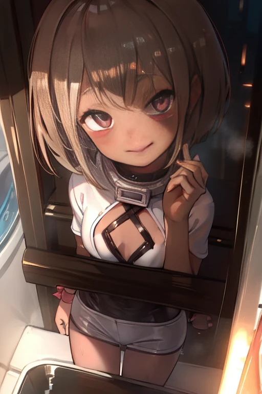 (Tanned brown face:1.4), Very detailed face and skin texture, Detailed eyes, Double eyelids, ((Smiling, Invite your beloved to have sex with her)), (blush), ((face like a rutting heat)), (Heart-shaped pupil:0.8), After SEX, Shouting, Crying with joy