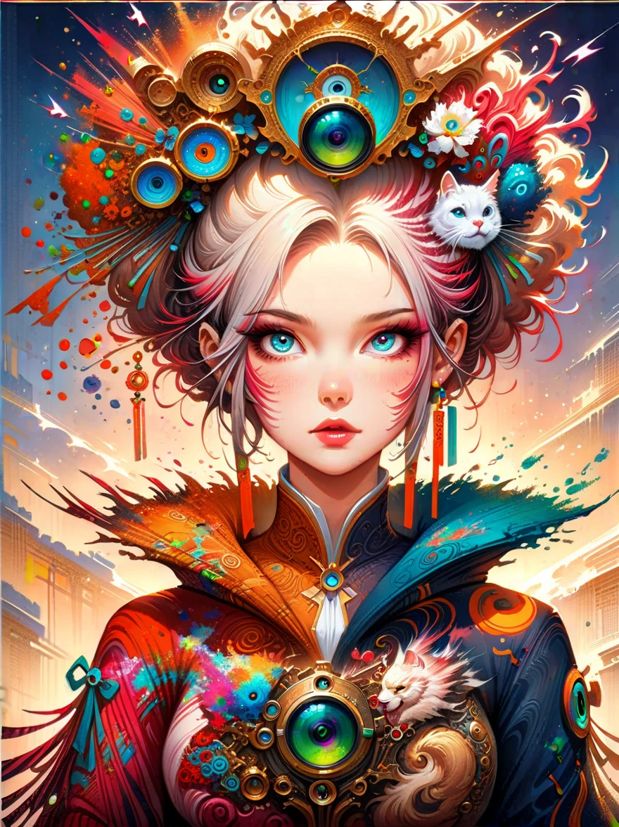 abstract expressionist painting abstract beauty, (((looking at the camera))), approaching perfection, dynamic, moonlight, highly detailed, digital painting, artstation, concept art, smooth, sharp focus, art by Carne Griffiths and Wadim Kashin, energetic brushwork, bold colors, abstract forms, expressive, emotional, official art, unity 8k wallpaper, ultra detailed, beautiful and aesthetic, (zentangle, mandala, tangle, entangle), (fractal art:1.3), 1girl, (medium breasttremely detailed), ((cowboyshot:1.5)), the most beautiful form of chaos, elegant, a brutalist designed, vivid colours, by james jean, roby dwi antono, ross tran, francis bacon, michal mraz, adrian ghenie, petra cortright, gerh, illustration, romanticism, masterpiece, best quality