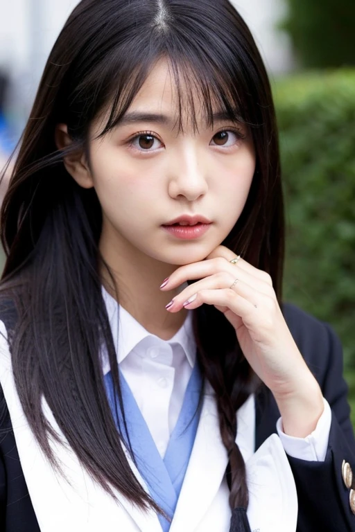 beauty、Long black hair、uniform、Japanese、Big Breasts、blazer
