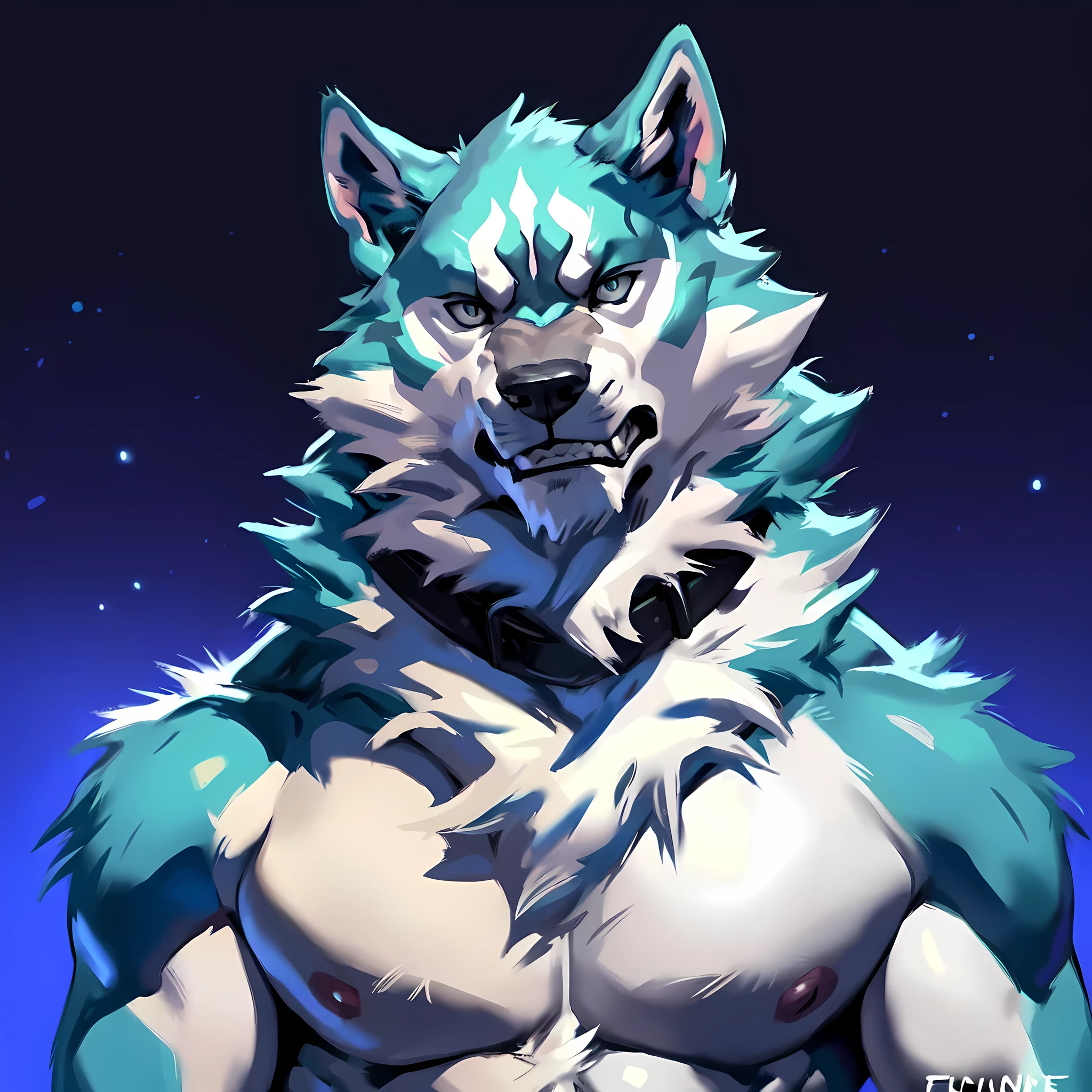 Gray Wolf, (All white fur:1.5), Solitary, Perfect sky blue eyes, collar,  (artist:Takemoto Arashi), Look at the audience, Cute face, Simple background, Naughty face, Flash, Long eyelashes, Naughty face, Reach out, from the side, Tonality, Standing picture, best quality, Ultra HD, Super Detail, High Detail