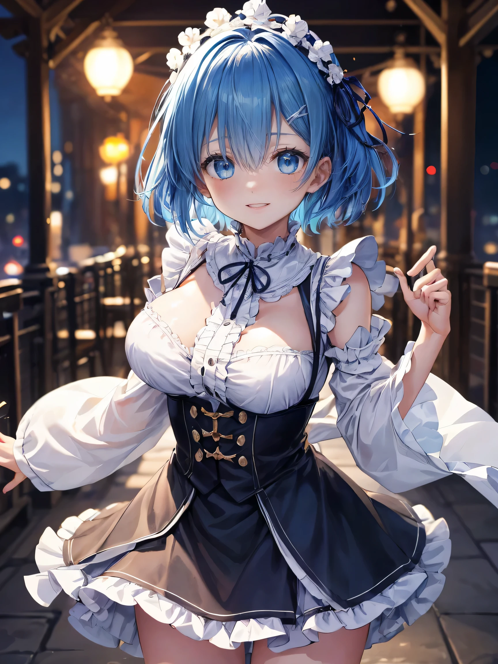 Ultra HD、(masterpiece)、[3Dimage:1.15],Attractive eyes、Your smile is so cute、[[Detailed eyes、Colorful eyes、Shining Eyes:1.15]]、Blue Hair、skirt,Best Anime 4K Konachan Wallpaper, Anime Style 4k,Anime Moe Art Style、Cowboy Shot,8Ｋimage、(highest quality:1.2)、(Facial details:1.2)、masterpiece、Ultra-precision、Best image quality, blush, highest quality, Perfect lighting, One Girl, skirt, Middle Breath、、large breasts with good shape