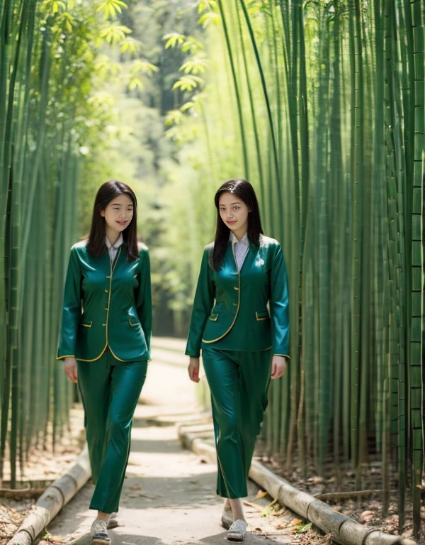 live-action　Two Women　Rubber Suit　Chinese clothing　bamboo forest　In practice　