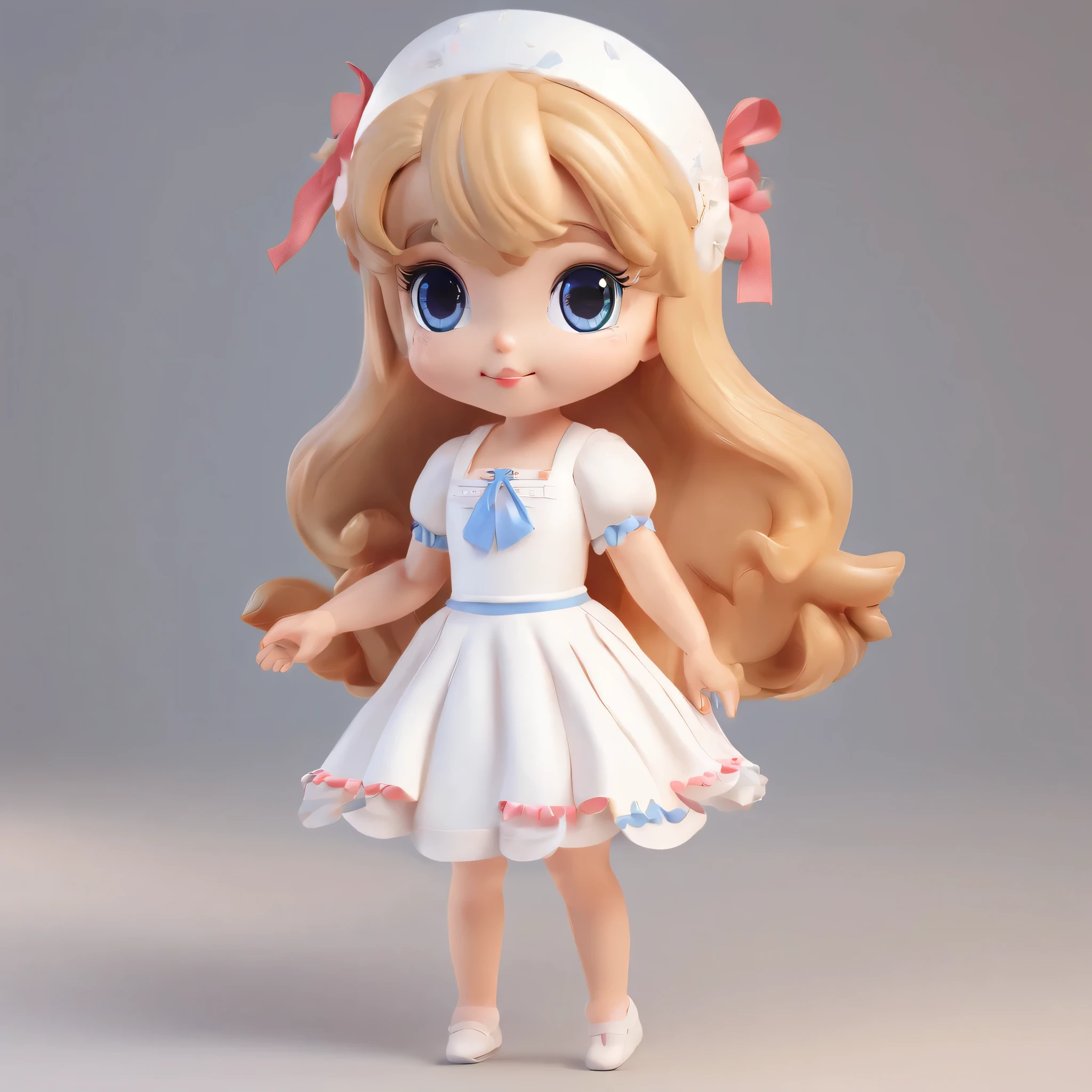 IP de chica super linda de pop mart, Ojos brillantes, cherub,little white dress, Arcilla, Modelos, un juguete de caja ciega, Brillante y delicado,fondo limpio, Buen brillo, 3D rendering of,mejor calidad