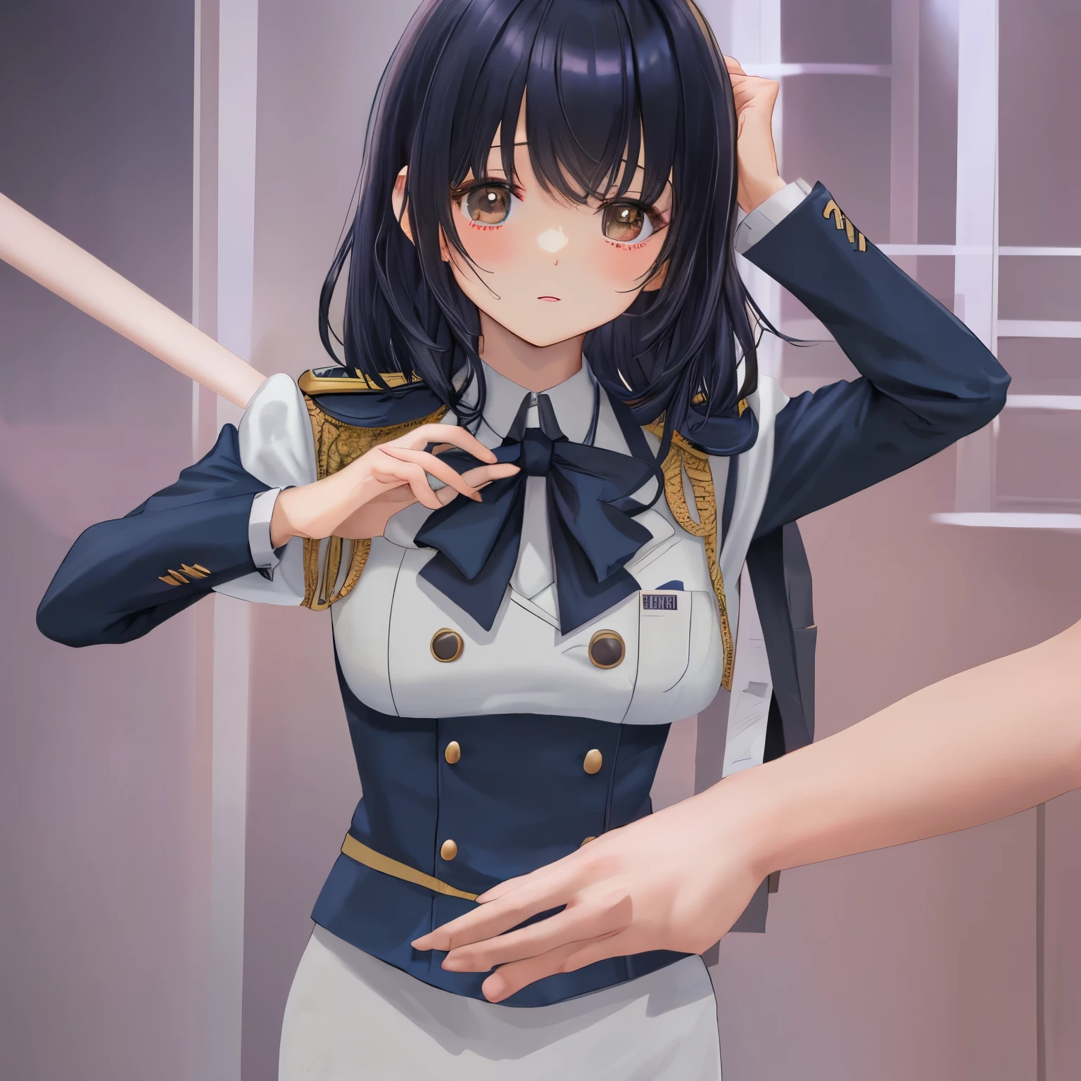 bangs、Touch、、uniform、cute