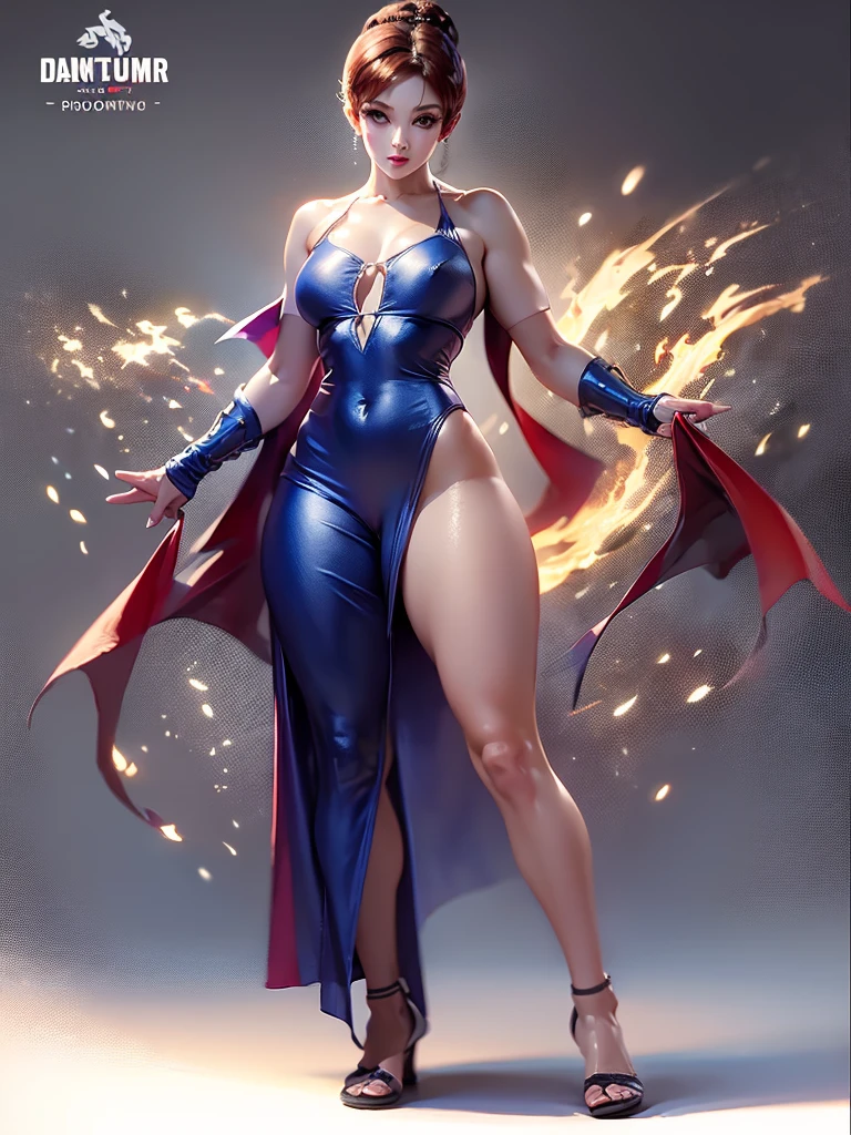 masterpiece, ultra high quality, ultra high definition, 8K, totally realistic, Lazuli/Android 18 of the future (Dragon Ball Z), identical to anime, faithful to anime, same as anime, very similar to anime, original costumes, original clothes, extremely beautiful, alone, full body, highly detailed face, fully detailed eyes, perfect eyes, perfect features, very beautiful body, perfect body, pele natural texture, cheerful smile, posing, sexy, with your back to the camera, full sharpness, (realistic photo)
